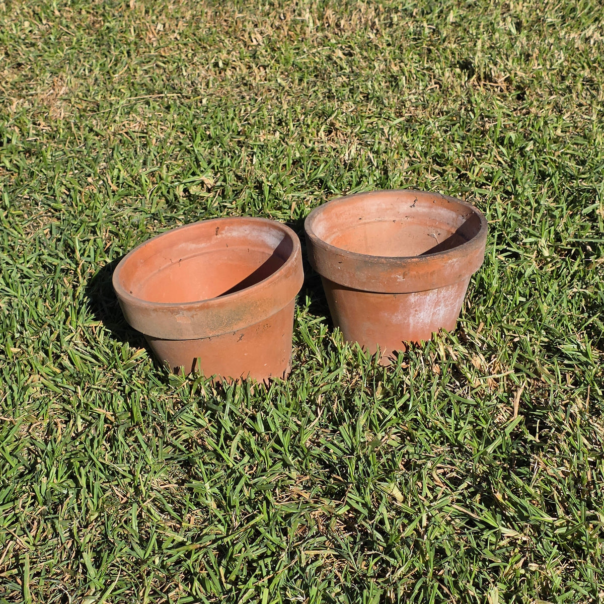Pair of 2 Vintage ITERRA Terracotta Planter 8" Italian Clay Pots (Made in Italy)