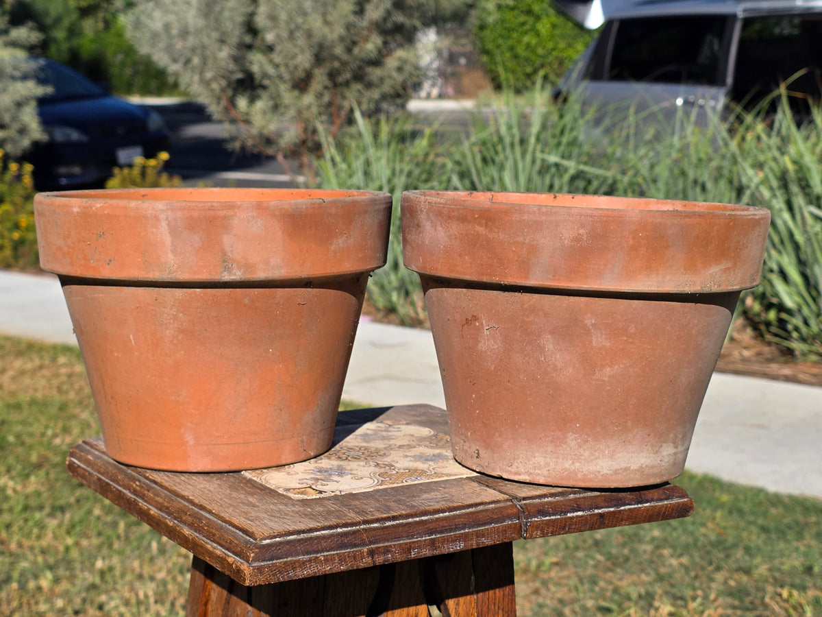 Pair of 2 Vintage ITERRA Terracotta Planter 8" Italian Clay Pots (Made in Italy)