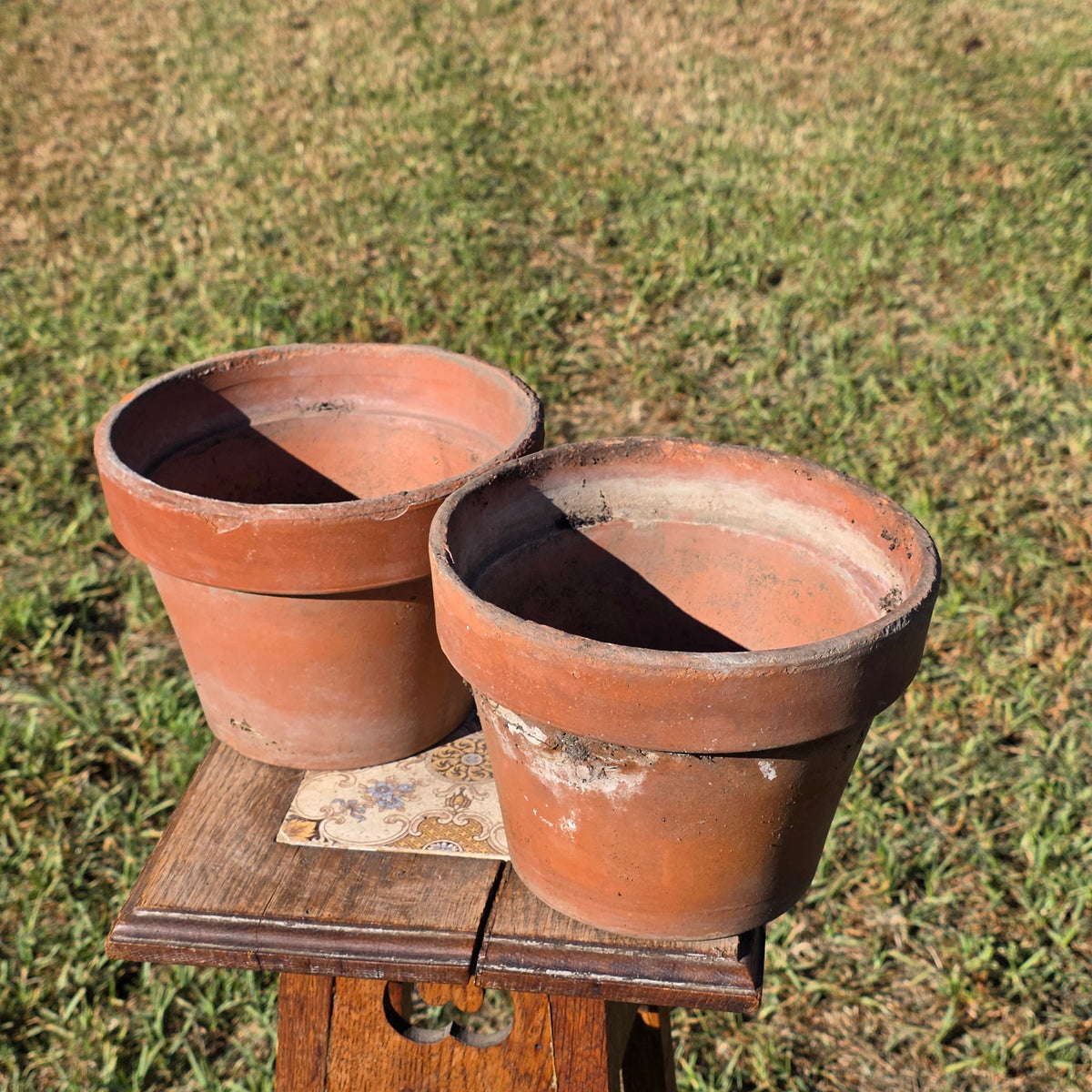 Pair of 2 Vintage ITERRA Terracotta Planter 8" Italian Clay Pots (Made in Italy)
