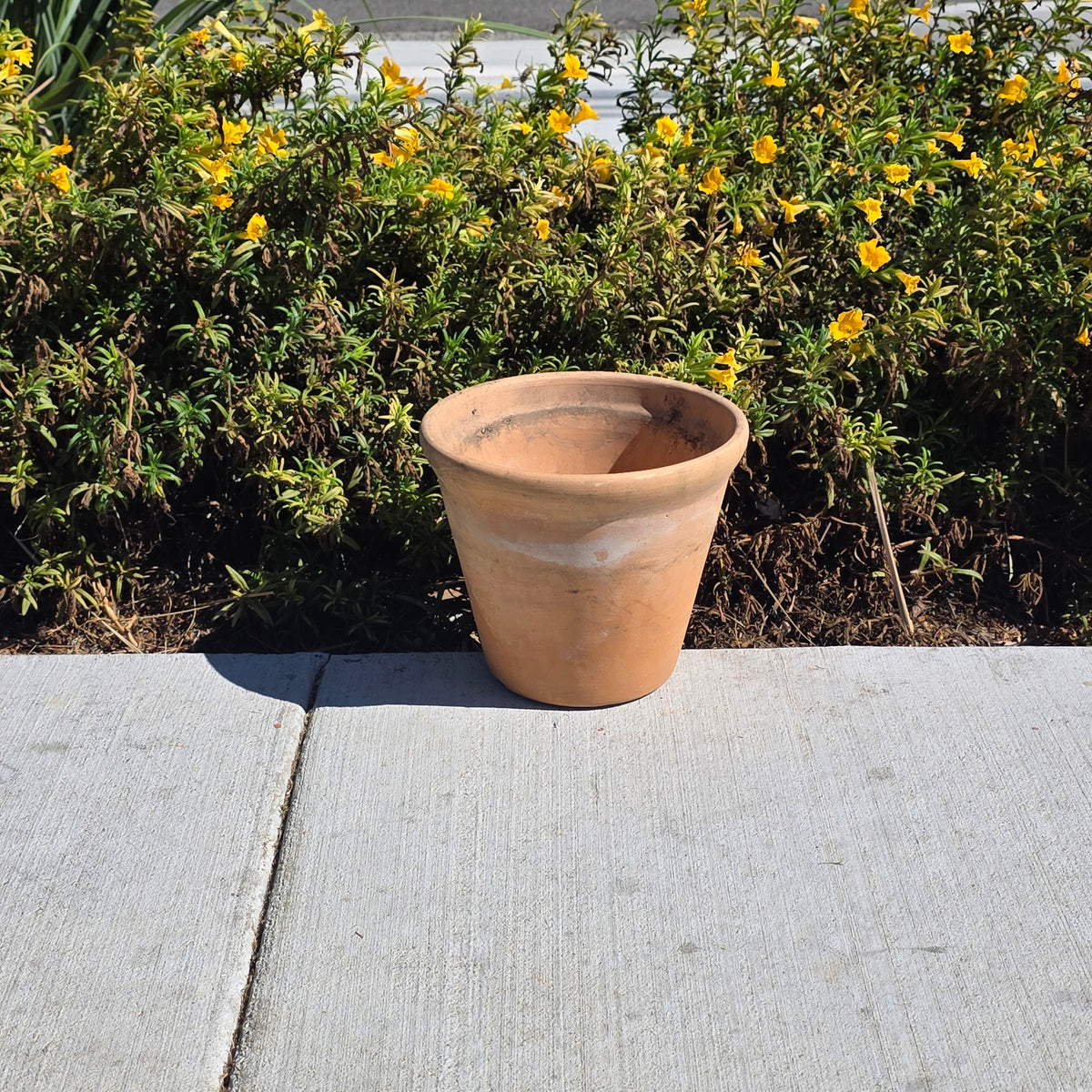 Vtg Terracotta Planter Pot Weathered Clay Flower 10" Rolled Rim Rustic Patina