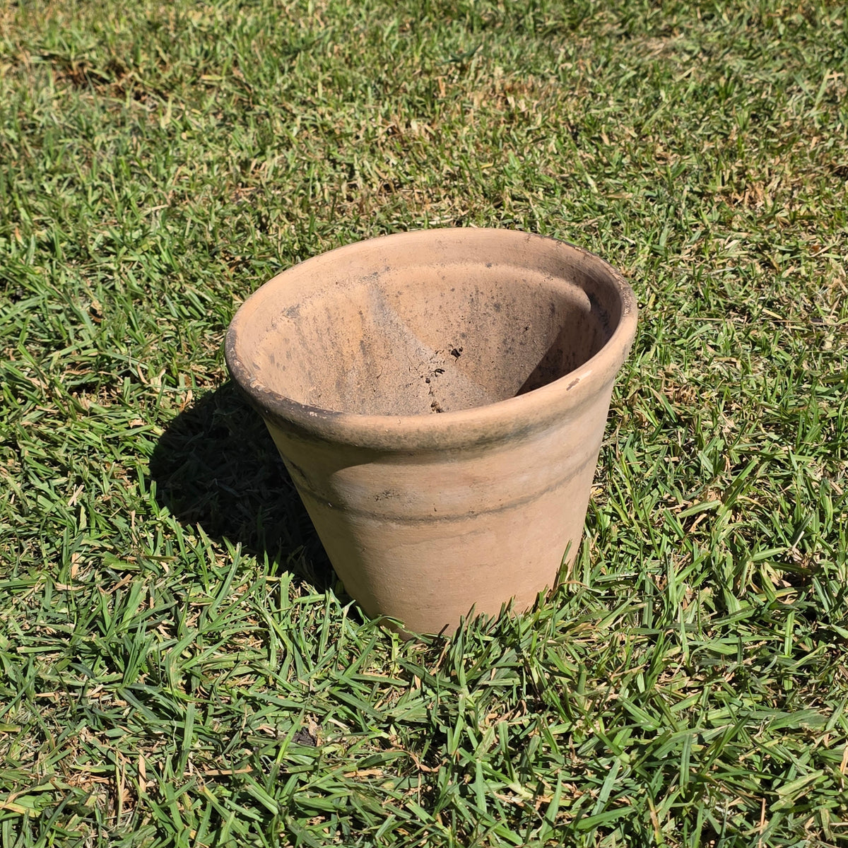 Vintage Terracotta Planter Pot Heavy Aged Clay 10" Flower Rustic Rolled Rim Moss