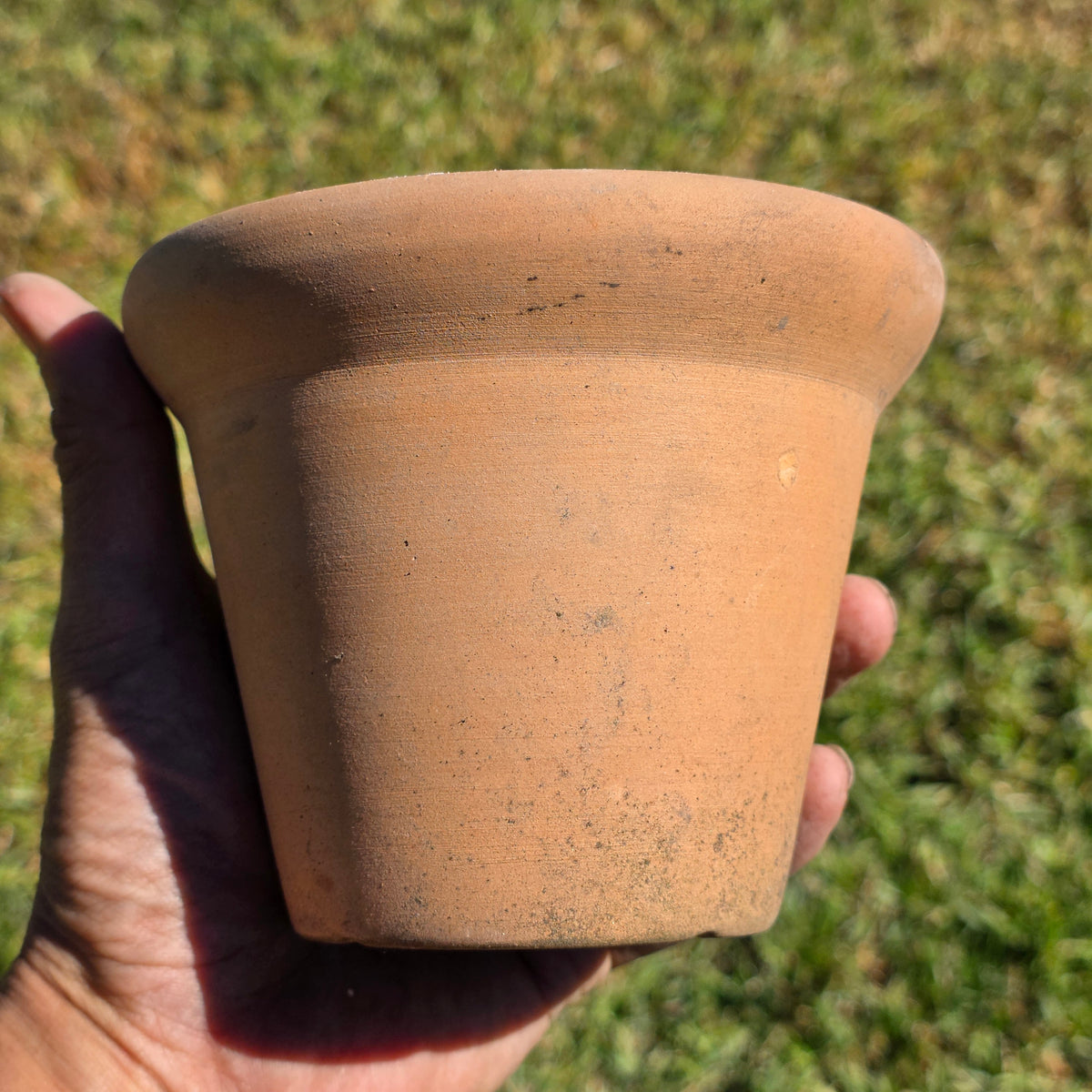 Vtg US Pottery Terracotta Planter Flower Pot Clay Set 2 USA Heavy Aged Patina