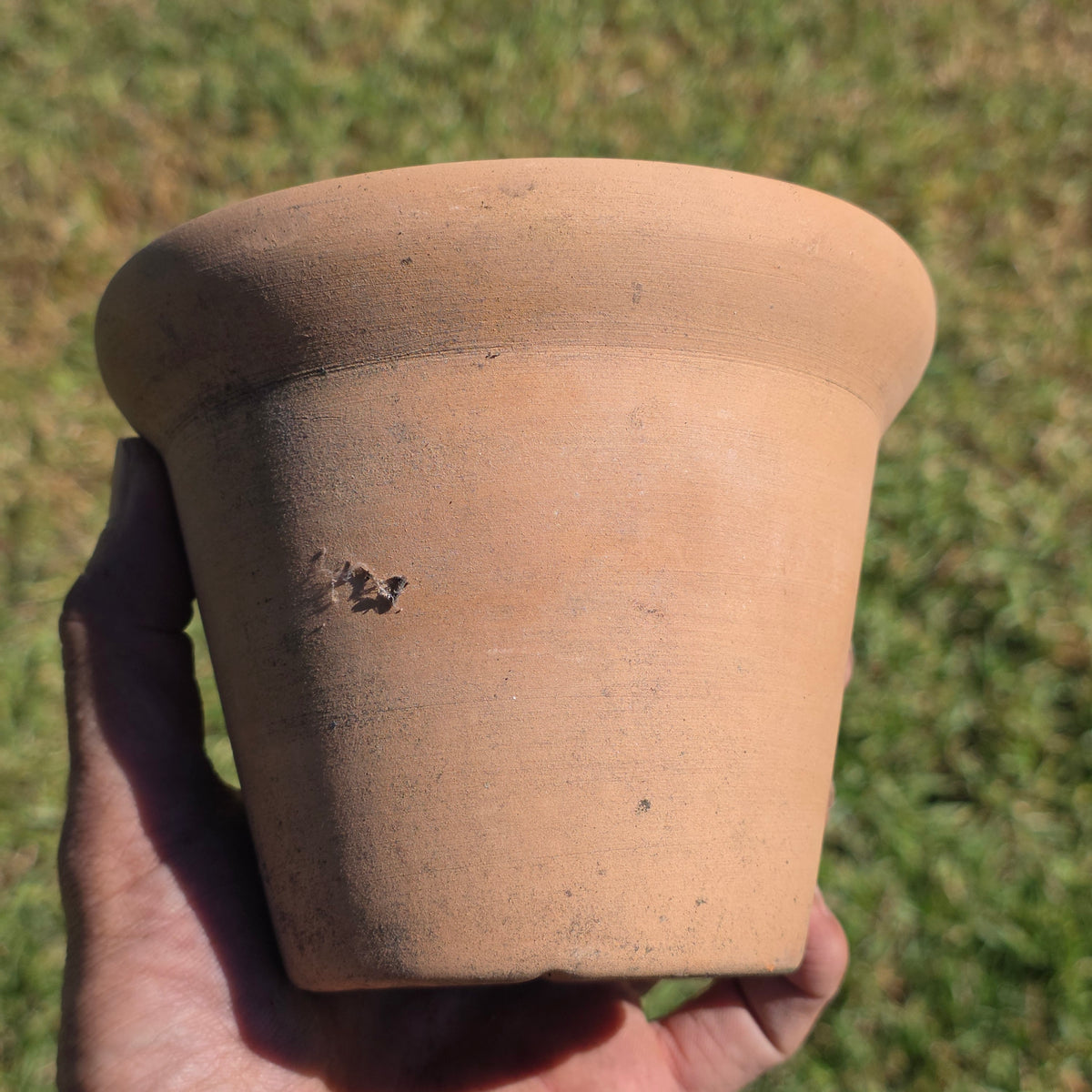 Vtg US Pottery Terracotta Planter Flower Pot Clay Set 2 USA Heavy Aged Patina