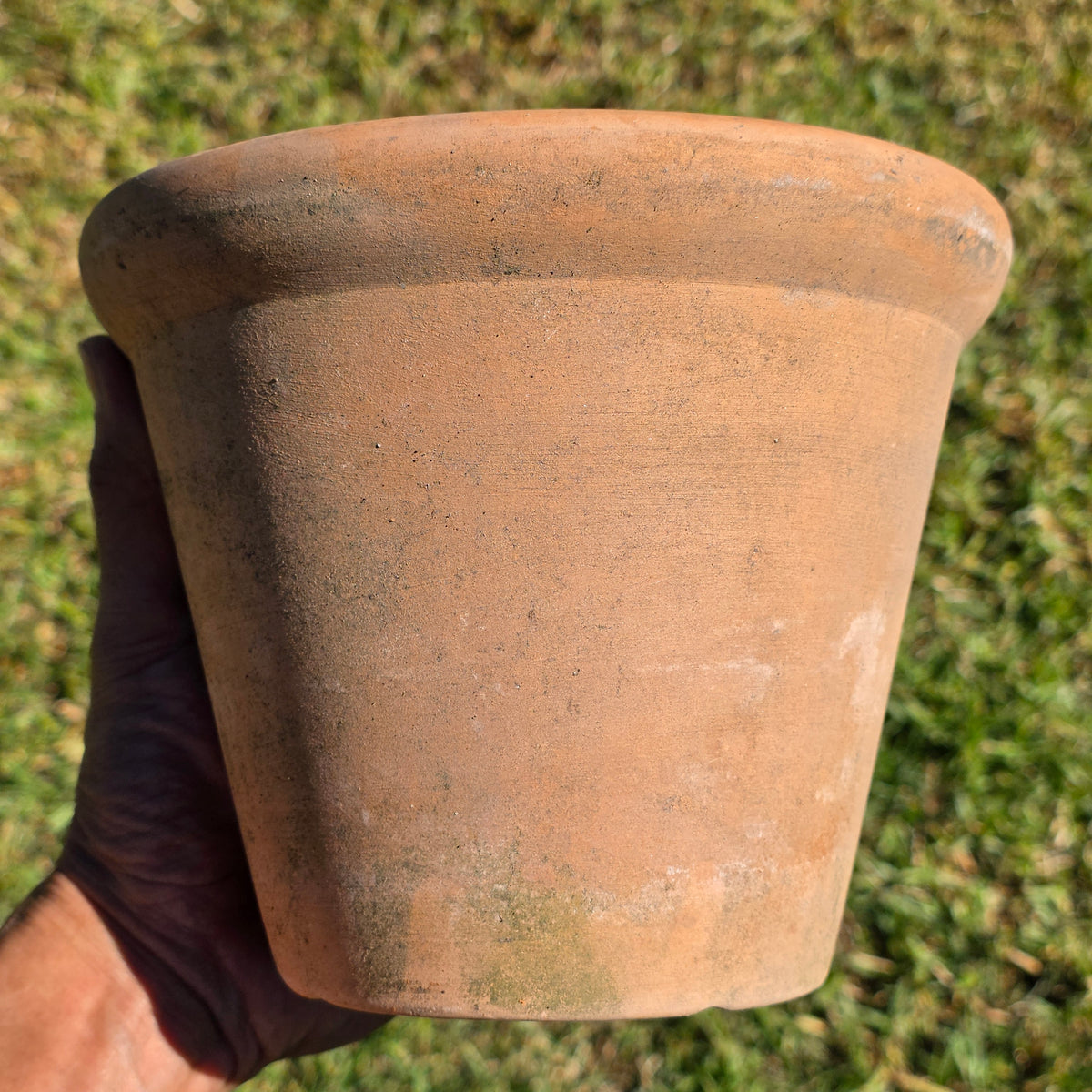 Vtg US Pottery Terracotta Planter Flower Pot Clay Set 2 USA Heavy Aged Patina
