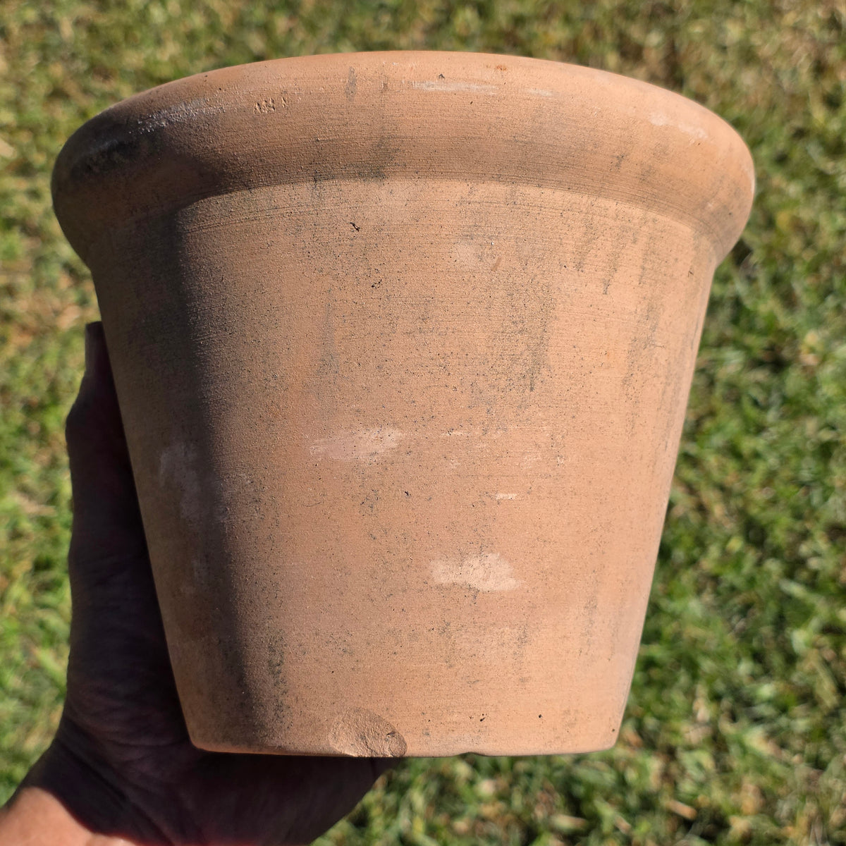Vtg US Pottery Terracotta Planter Flower Pot Clay Set 2 USA Heavy Aged Patina