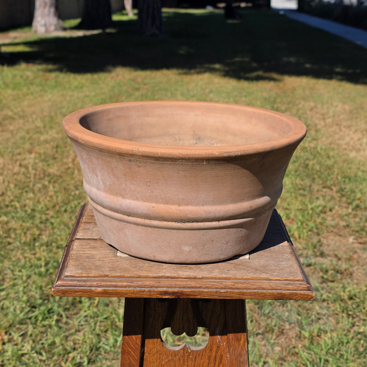 Vtg US Pottery Terracotta Planter Pot Clay Flower Bowl 11.5" Made in USA Patina
