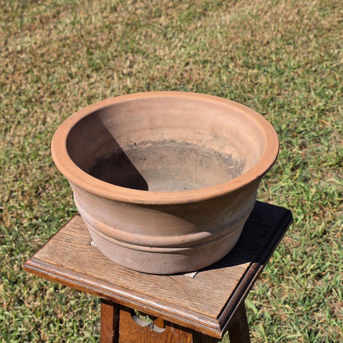 Vtg US Pottery Terracotta Planter Pot Clay Flower Bowl 11.5" Made in USA Patina