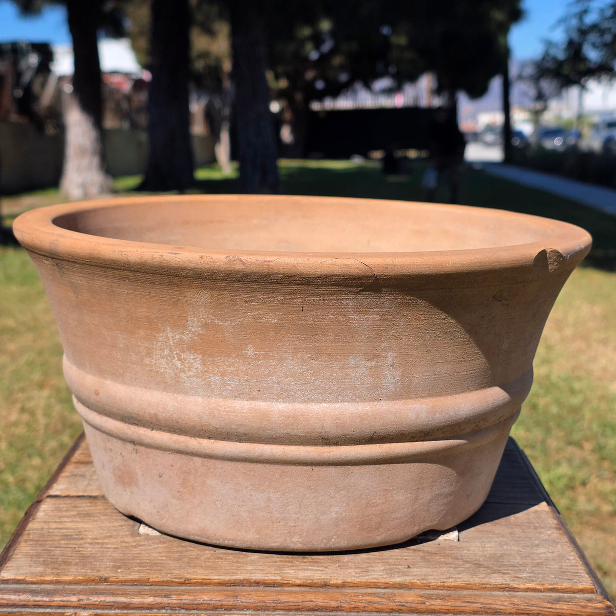 Vtg US Pottery Terracotta Planter Pot Clay Flower Bowl 11.5" Made in USA Patina