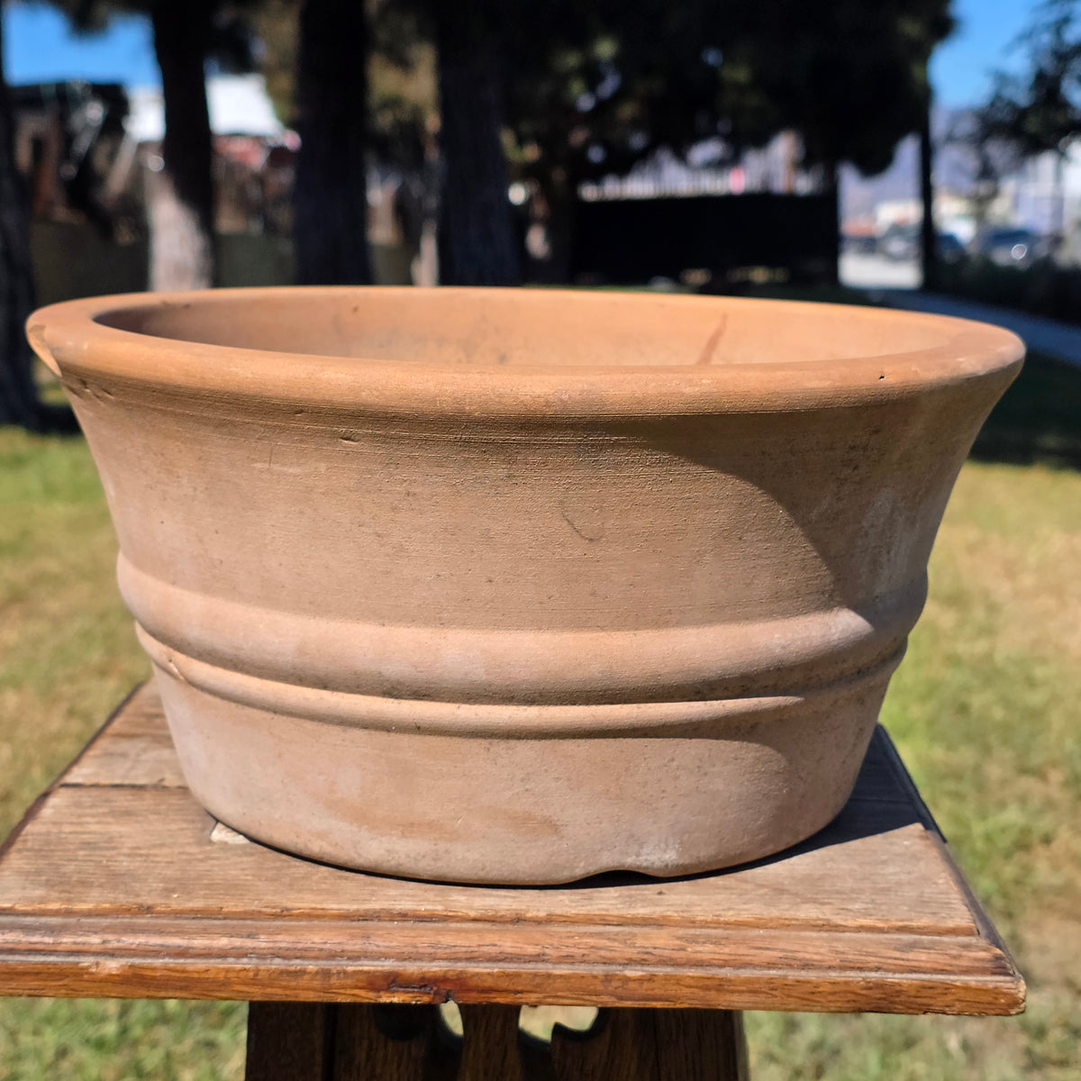 Vtg US Pottery Terracotta Planter Pot Clay Flower Bowl 11.5" Made in USA Patina