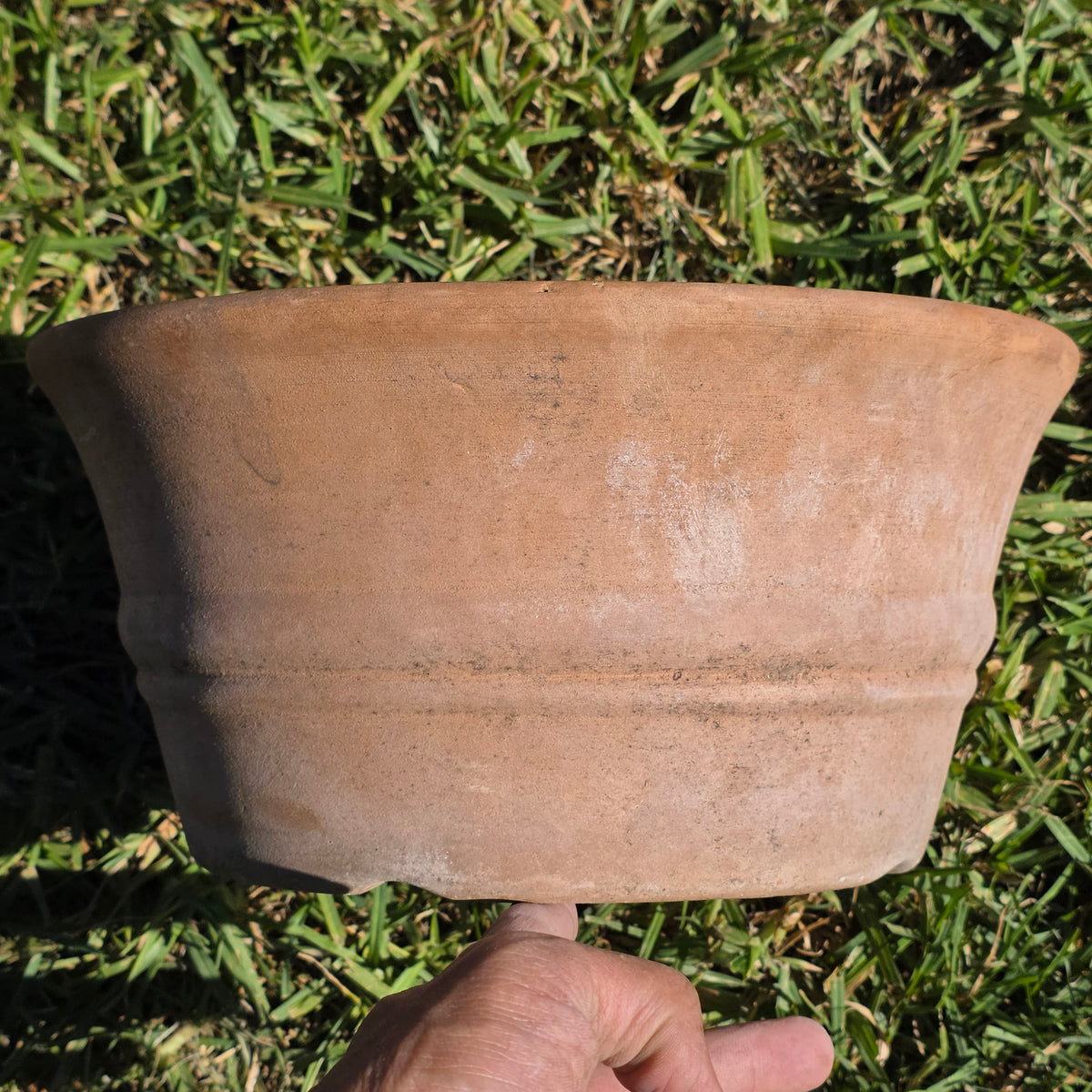Vtg US Pottery Terracotta Planter Pot Clay Flower Bowl 11.5" Made in USA Patina
