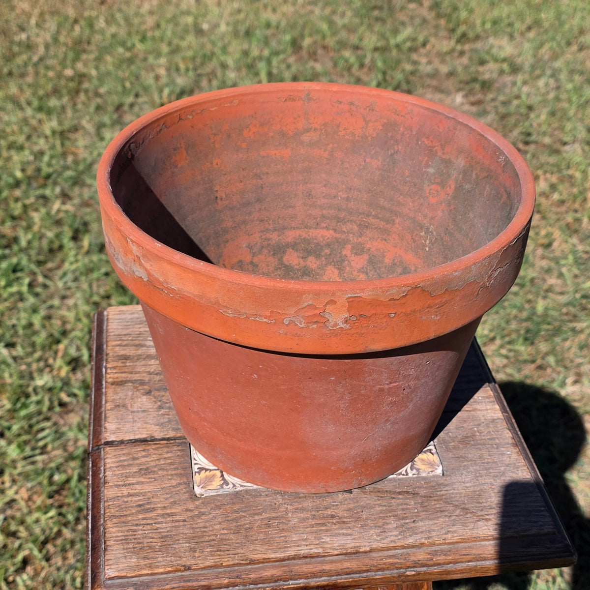 Vintage Terracotta Clay Planter Pot 10" Azalea Squat Shallow Flower Garden Aged