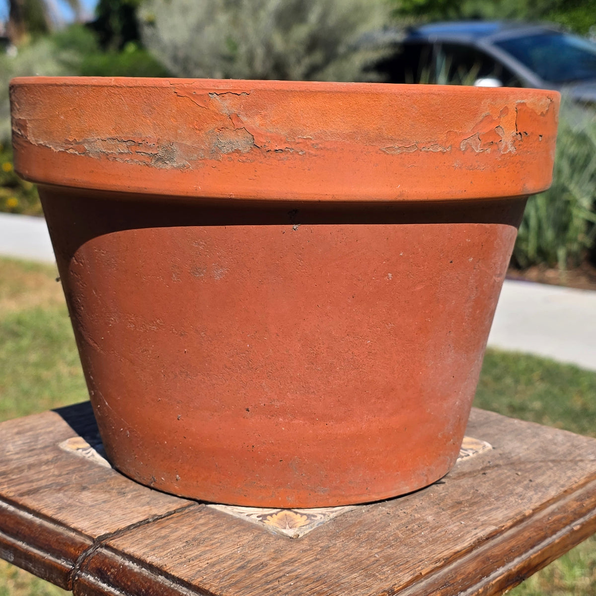 Vintage Terracotta Clay Planter Pot 10" Azalea Squat Shallow Flower Garden Aged