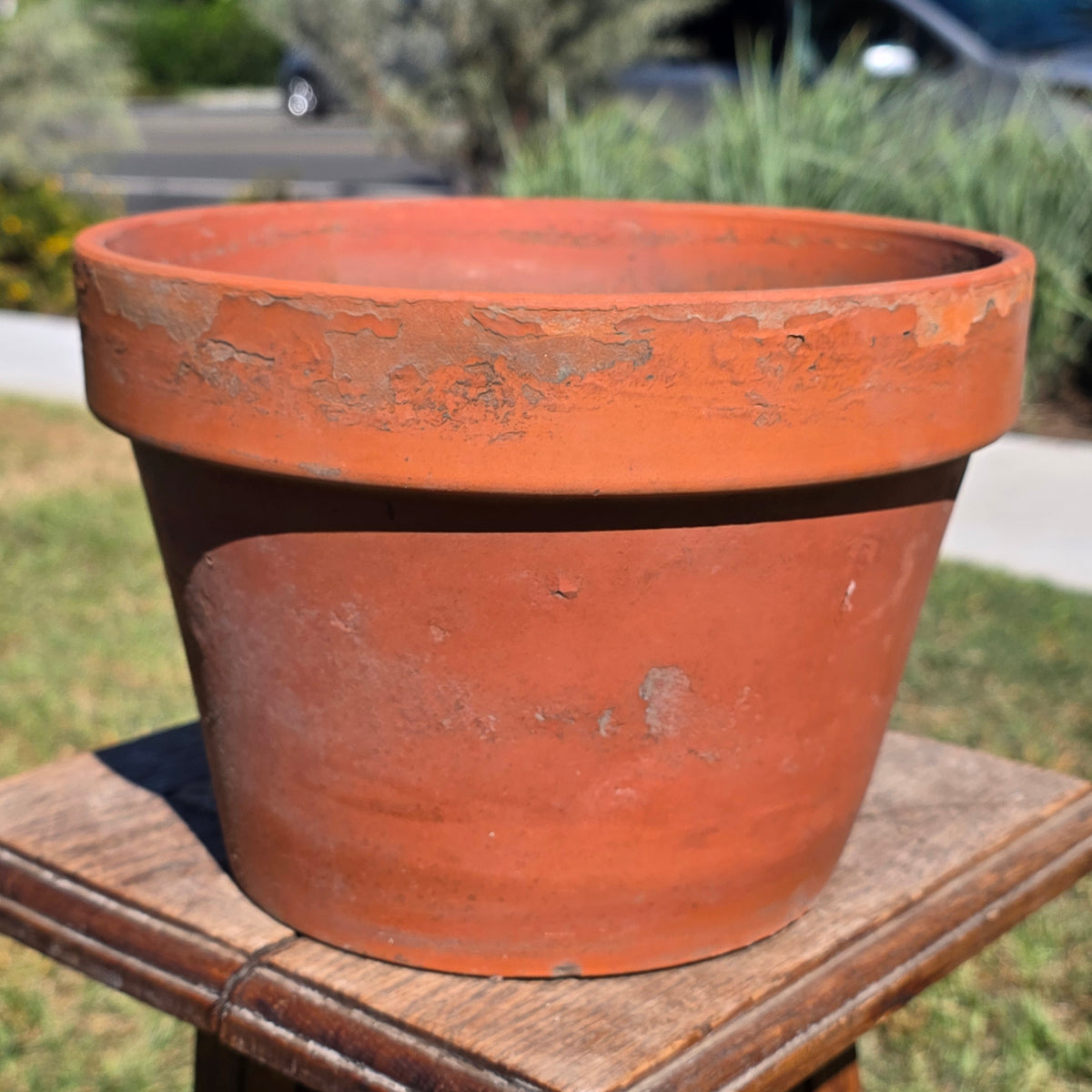 Vintage Terracotta Clay Planter Pot 10" Azalea Squat Shallow Flower Garden Aged