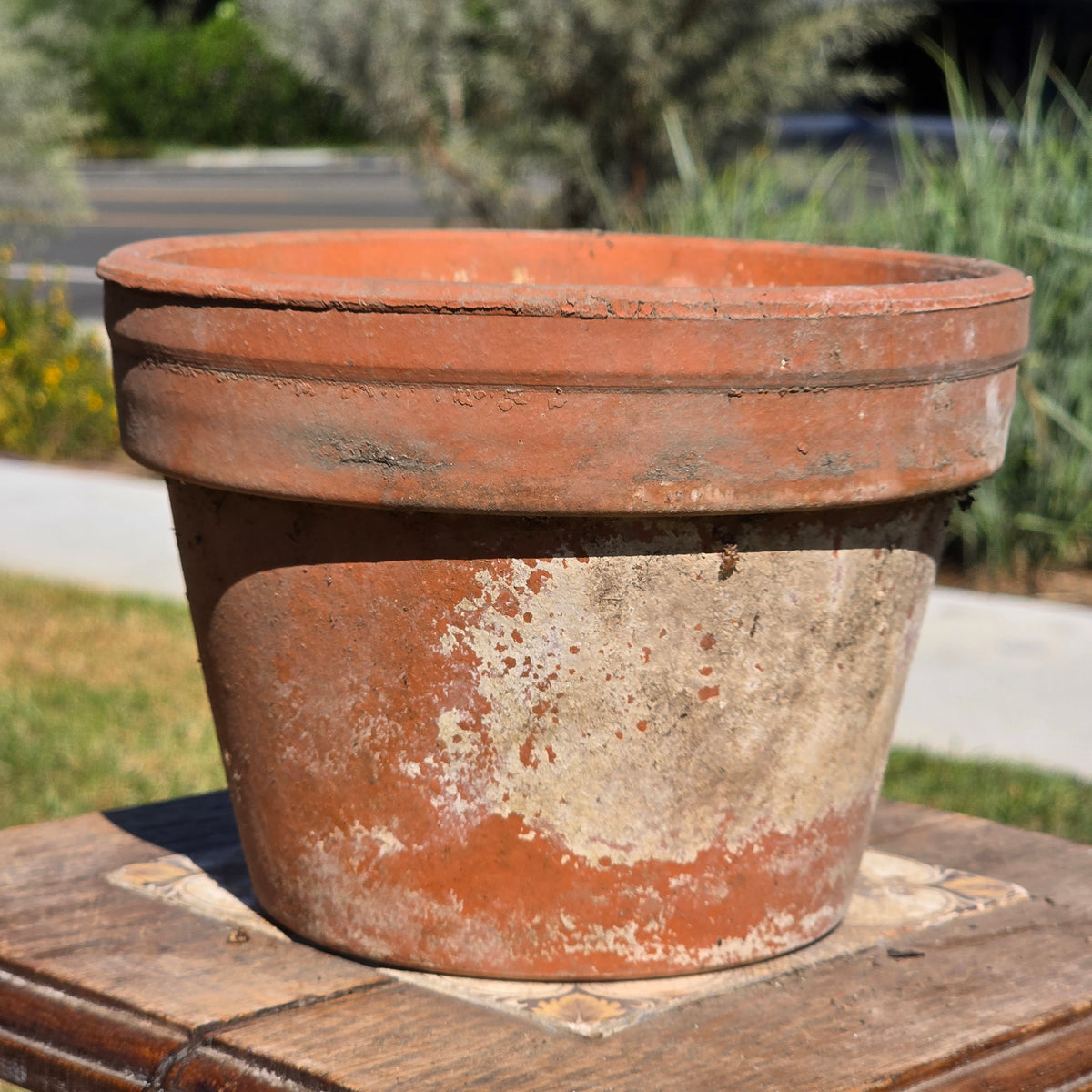 Vtg Italian Terracotta Clay Planter Pot 8" Azalea Squat Stamped 38 Italy Garden