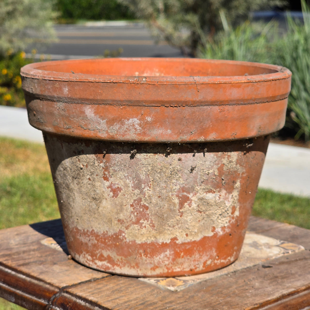 Vtg Italian Terracotta Clay Planter Pot 8" Azalea Squat Stamped 38 Italy Garden