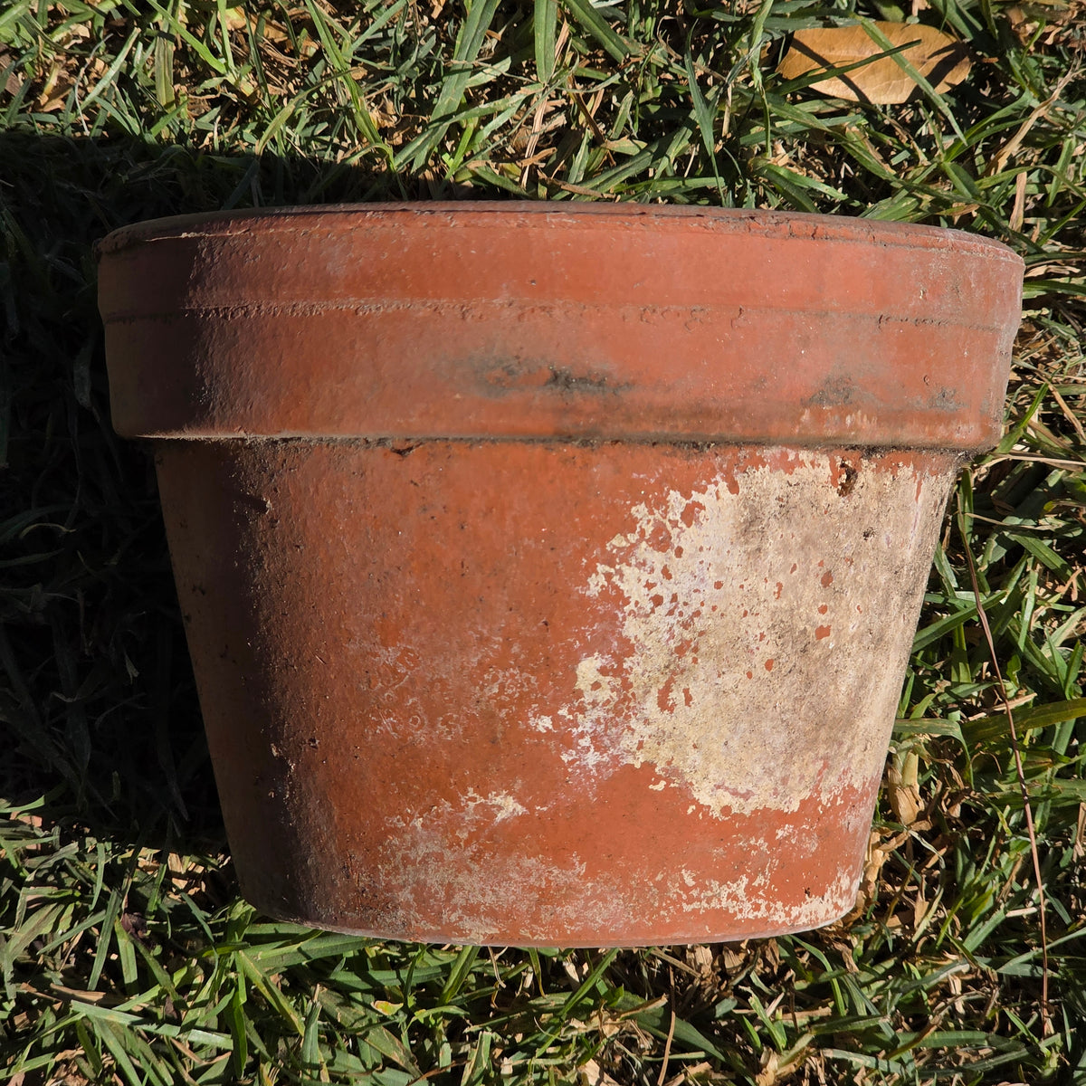 Vtg Italian Terracotta Clay Planter Pot 8" Azalea Squat Stamped 38 Italy Garden