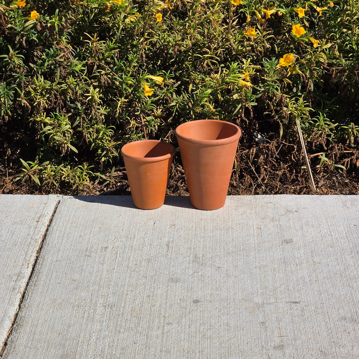 Vintage Deroma Italy Terracotta Tall Planter Pots Set of 2 Clay Long Tom Rose