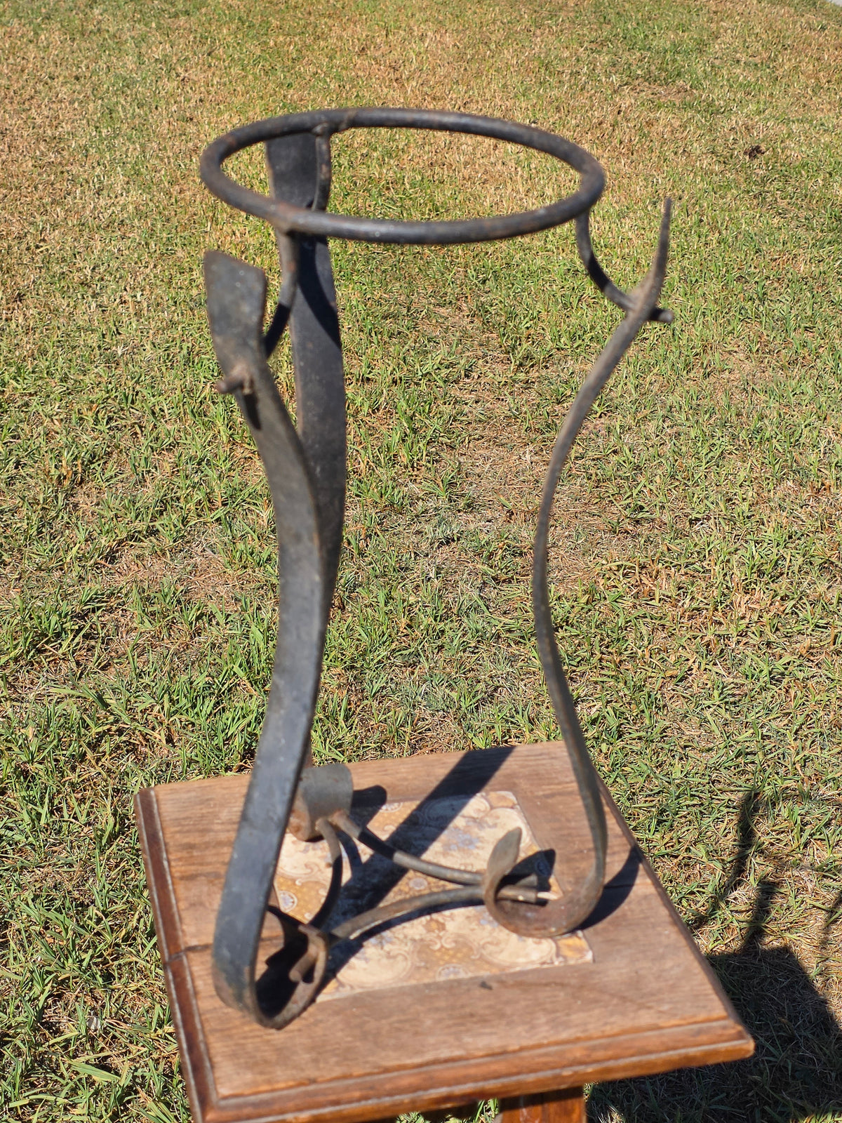 Vintage Wrought Iron Plant Stand Spanish Revival Forged Metal Craftsman Patio