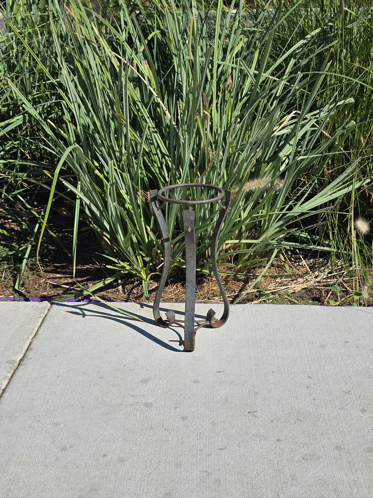 Vintage Wrought Iron Plant Stand Spanish Revival Forged Metal Craftsman Patio