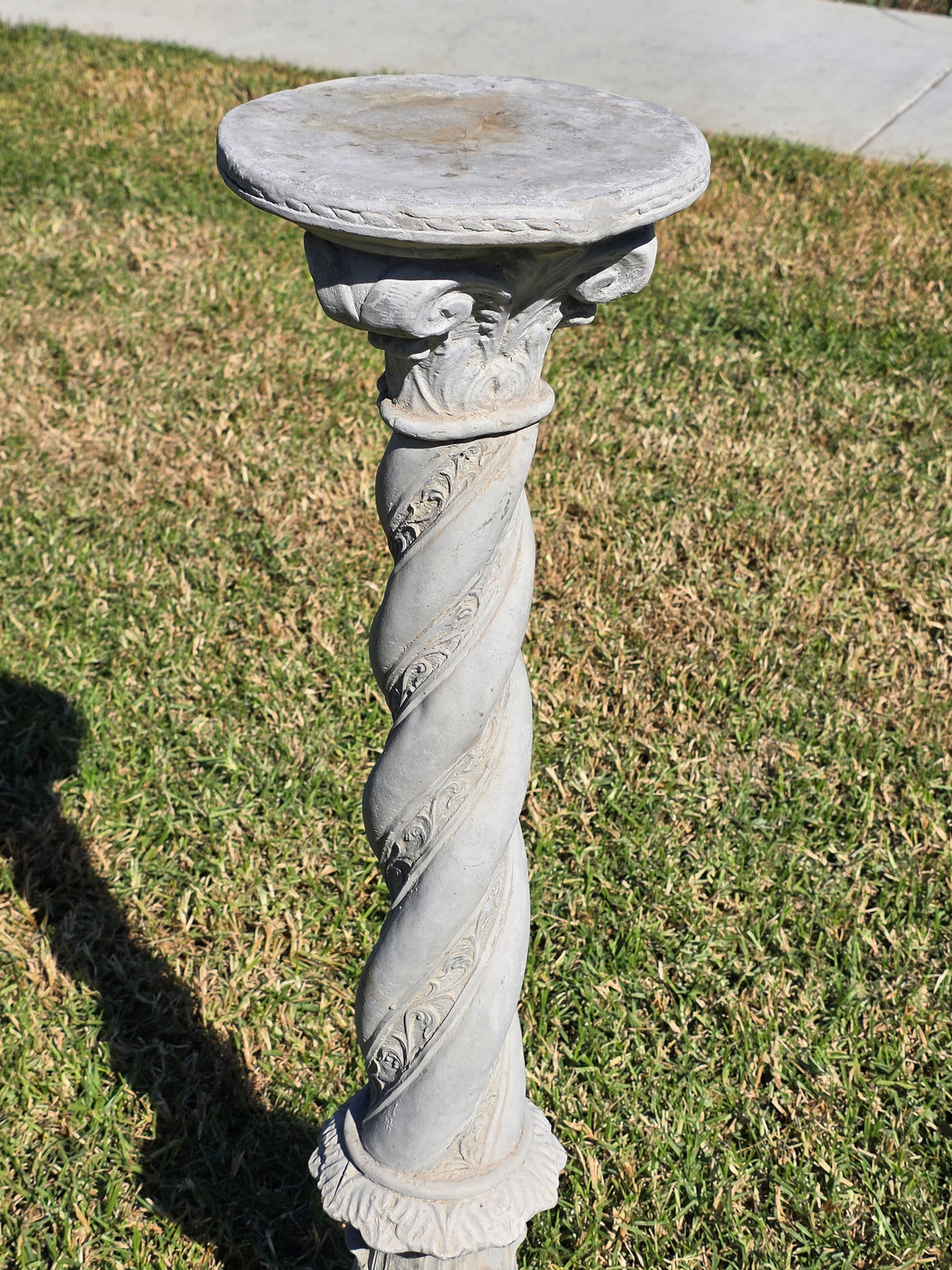 Vintage Solomonic Barley Twist Garden Column Pedestal Cast Stone Plant Stand 39"