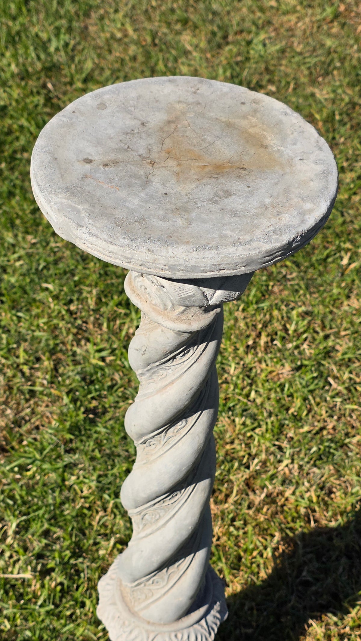 Vintage Solomonic Barley Twist Garden Column Pedestal Cast Stone Plant Stand 39"