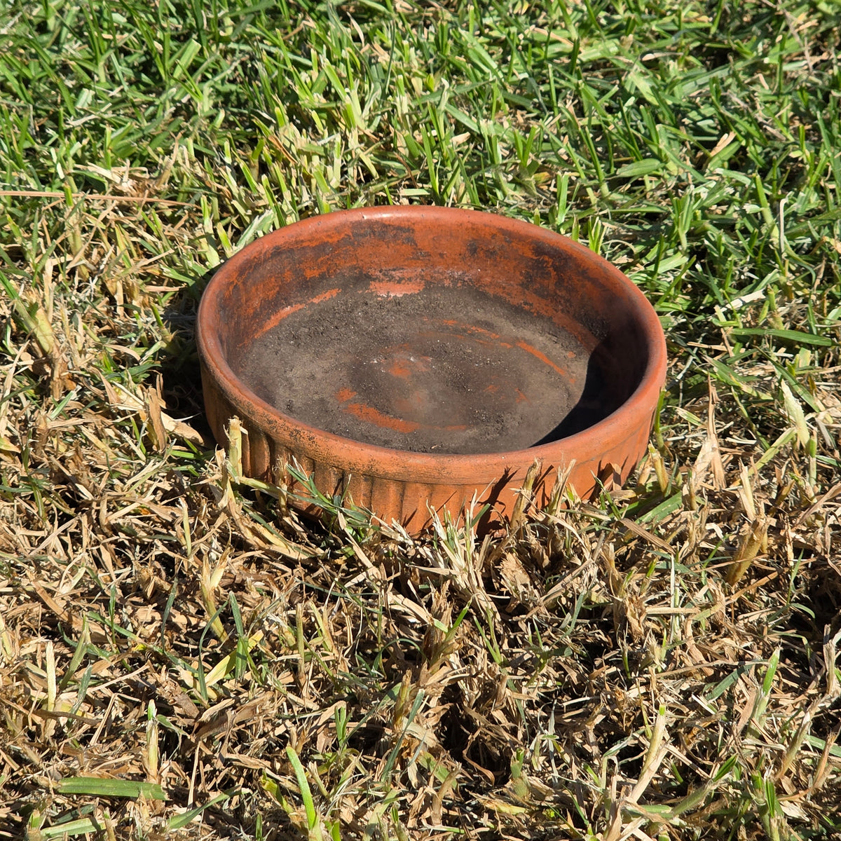 Vintage Terracotta Plant Pot Saucer 6.5" Fluted Ribbed Clay Planter Base Stamped