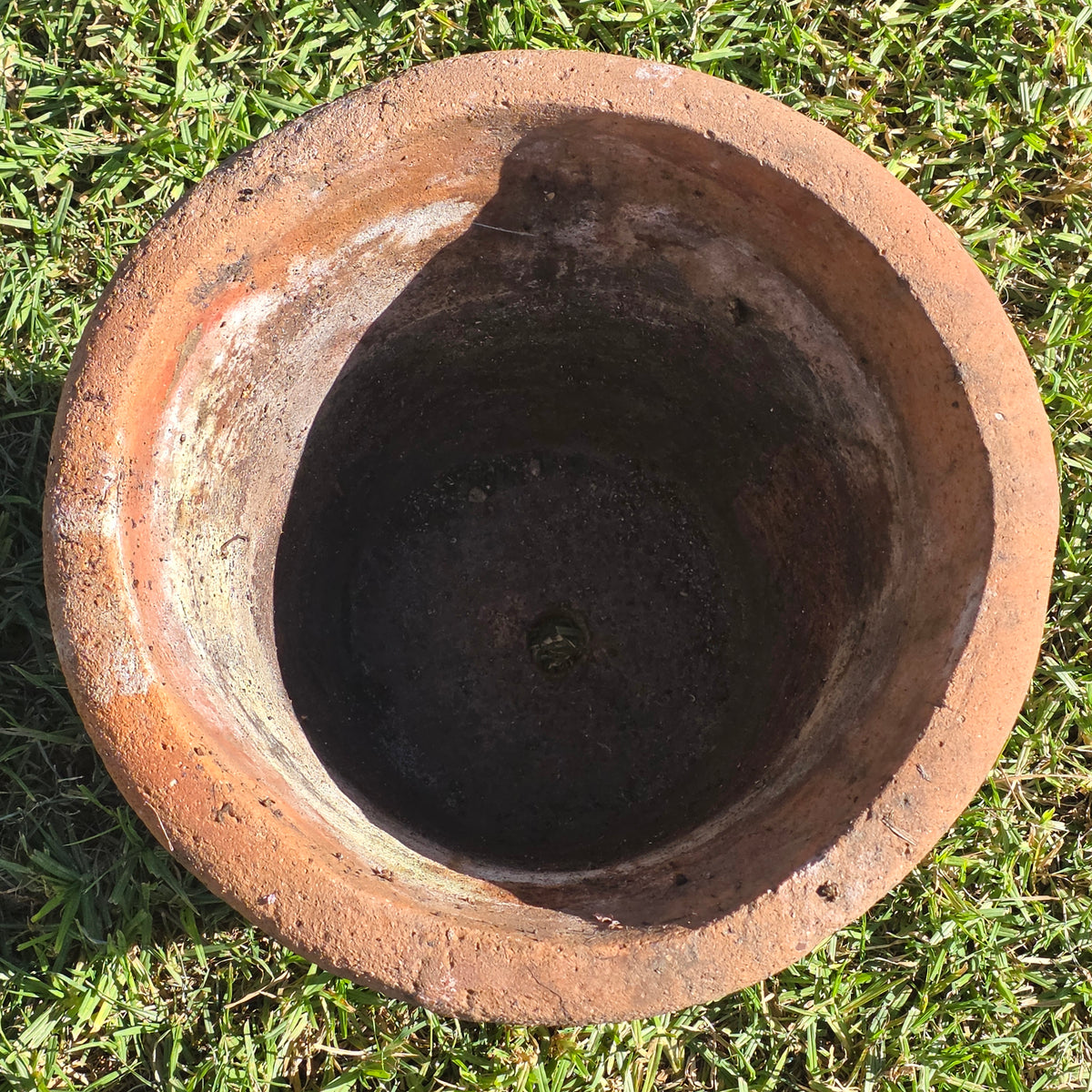 Vtg Terracotta Planter Pot Large 16" Diamond Lattice Trellis Rustic Clay Garden