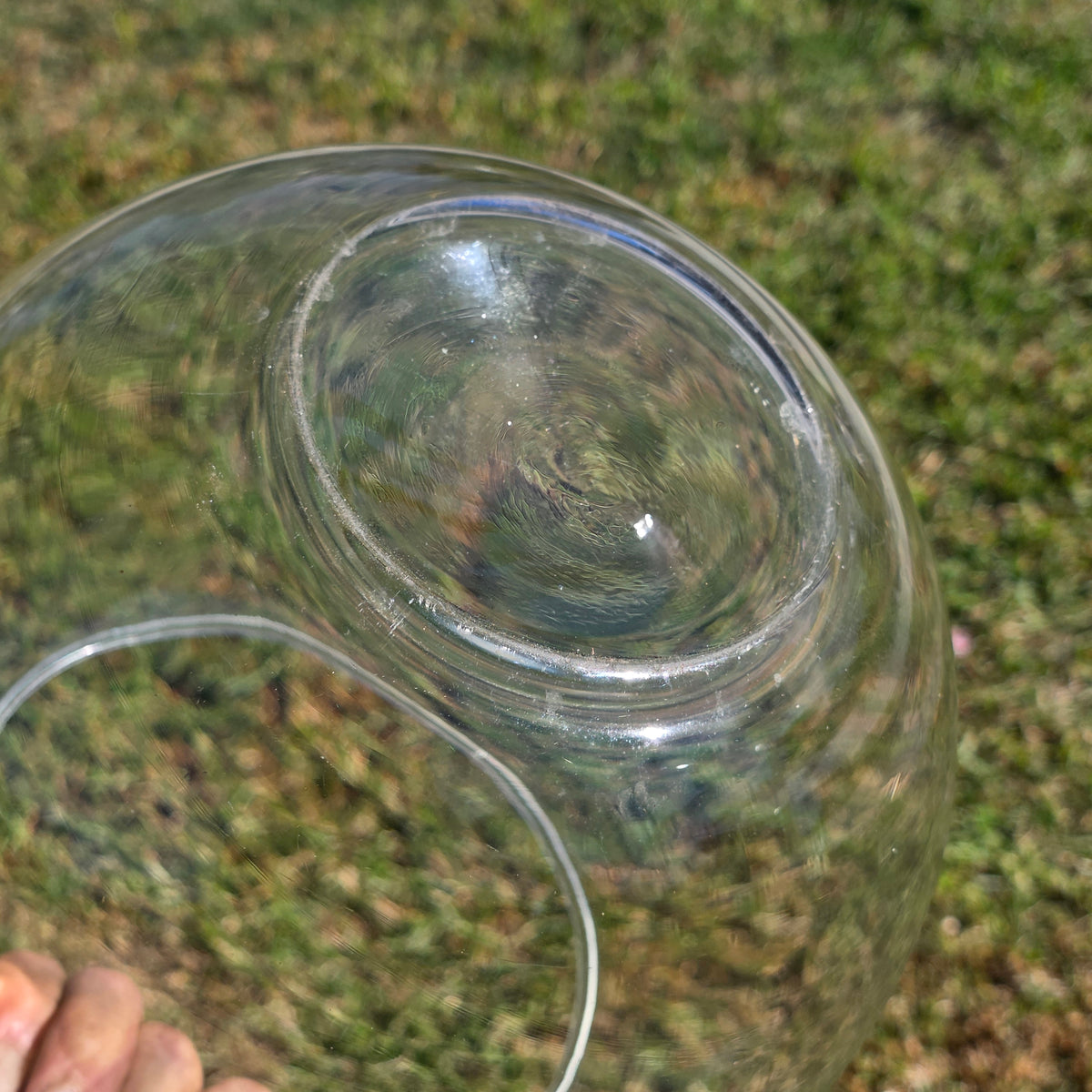 Vtg Clear Glass Fish Bowl 10" Bubble Vase Terrarium MCM Hand Blown Round Large