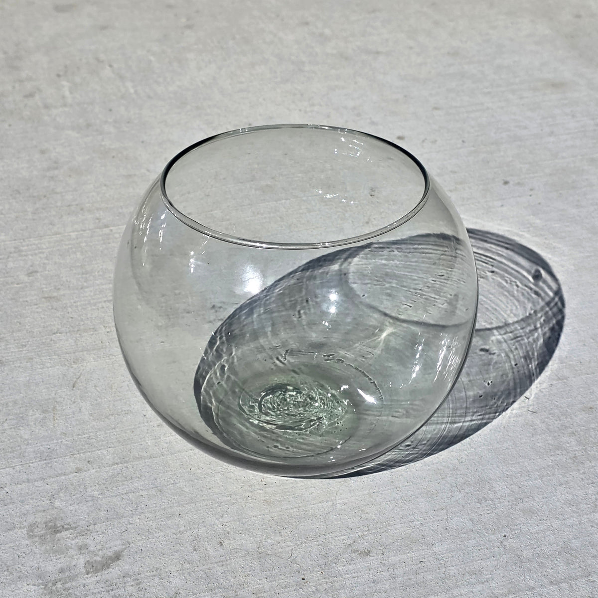 Vintage Smoked Glass Fish Bowl 8" Bubble Vase Tinted Green Terrarium MCM Round