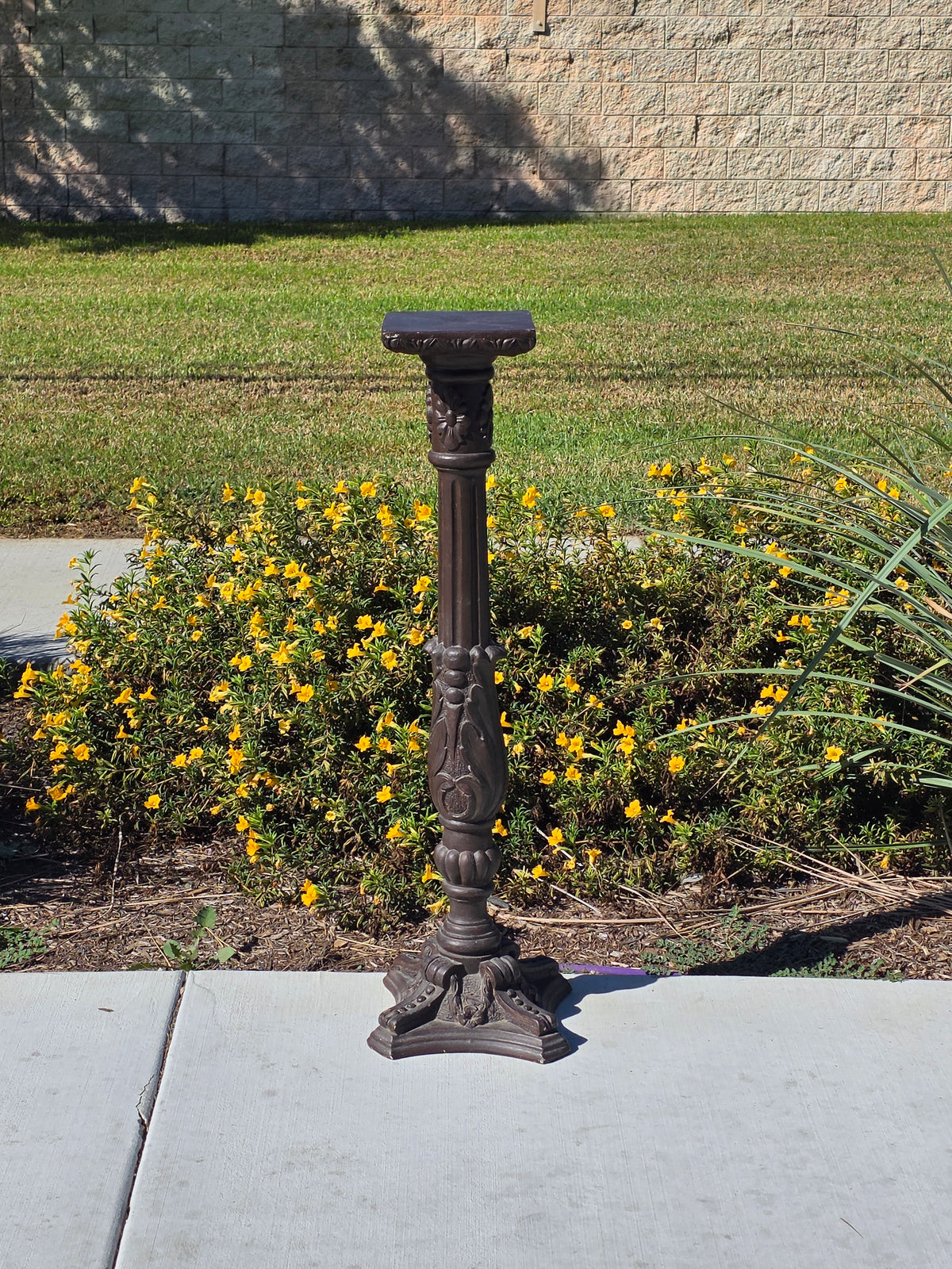 Vtg Chalkware Pedestal Plant Stand 38.5" Ornate Tall Plaster Column Display