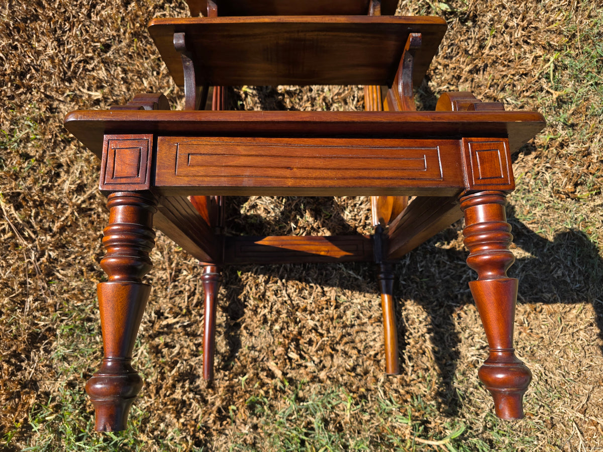 Vintage Mahogany Library Steps 3 Tier Bed Bedside Step Stool Saber Outswept Leg