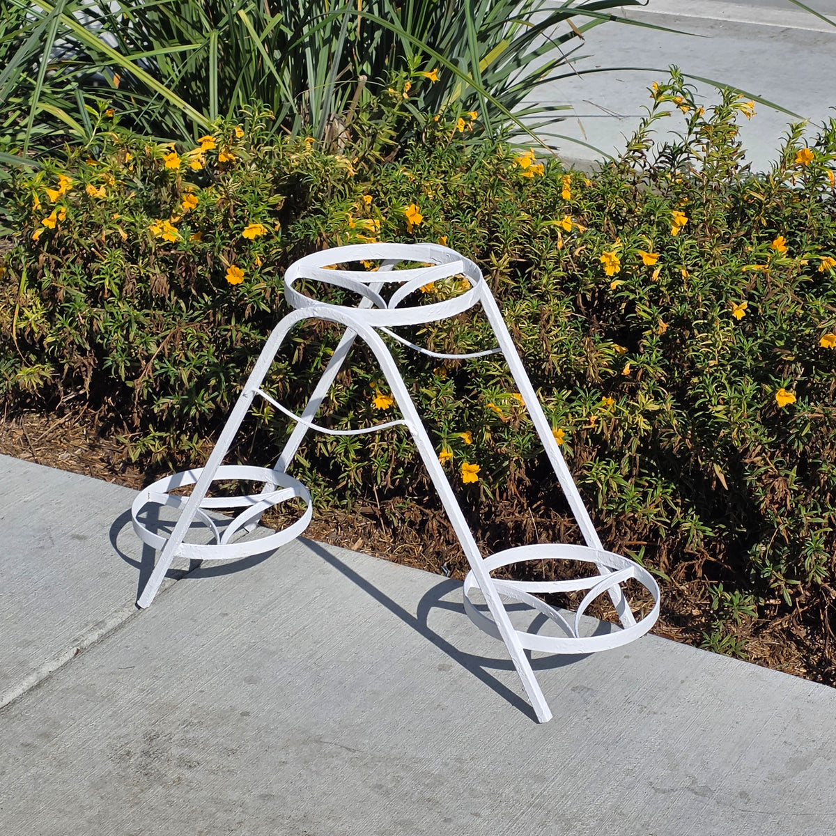 Vintage Iron Plant Stand 3 Tier A Frame White Metal 3 Pot Holder MCM
