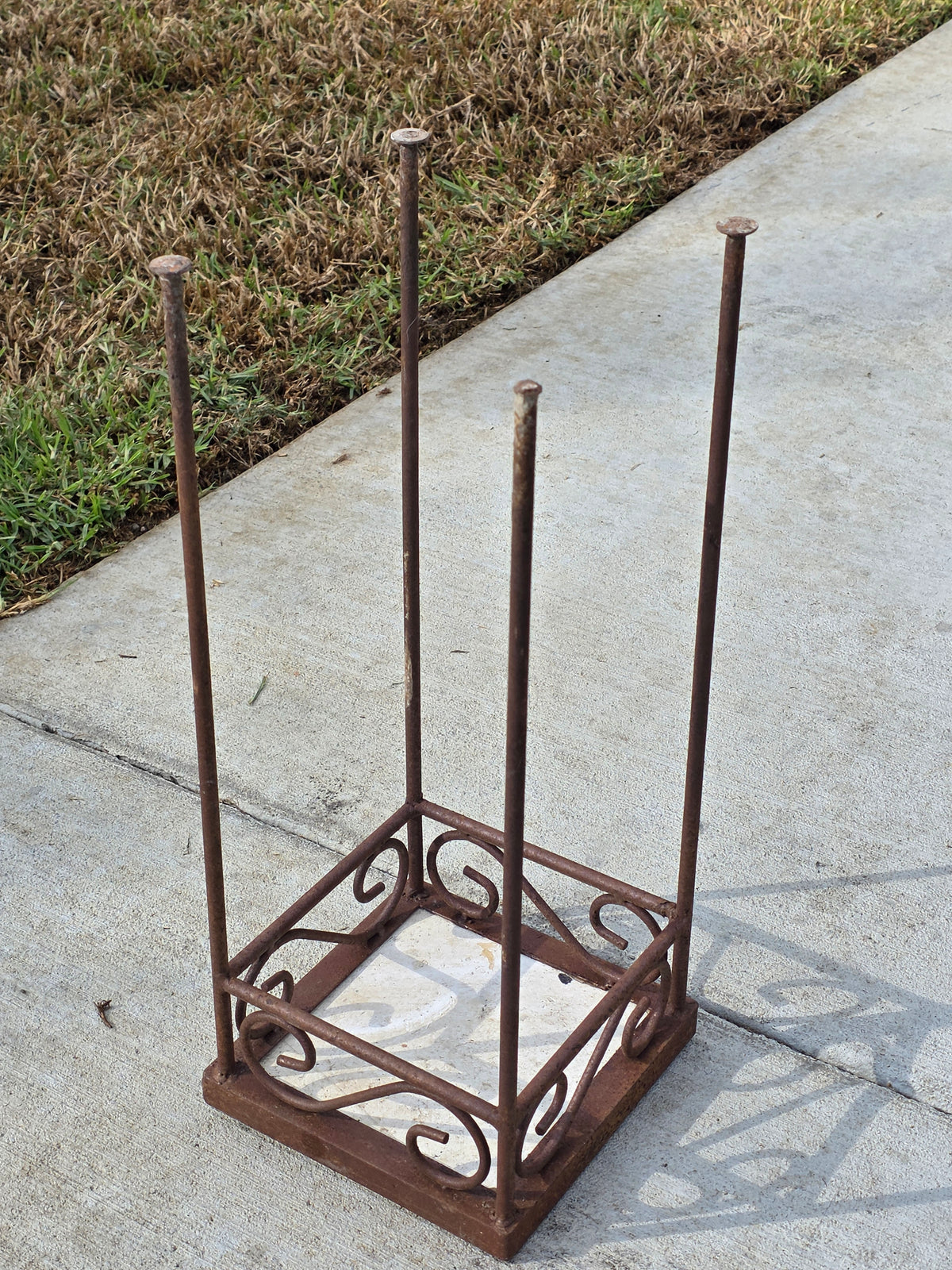 Mosaic Tile Top Plant Stand Square Sunflower Iron Rustic Garden Vintage