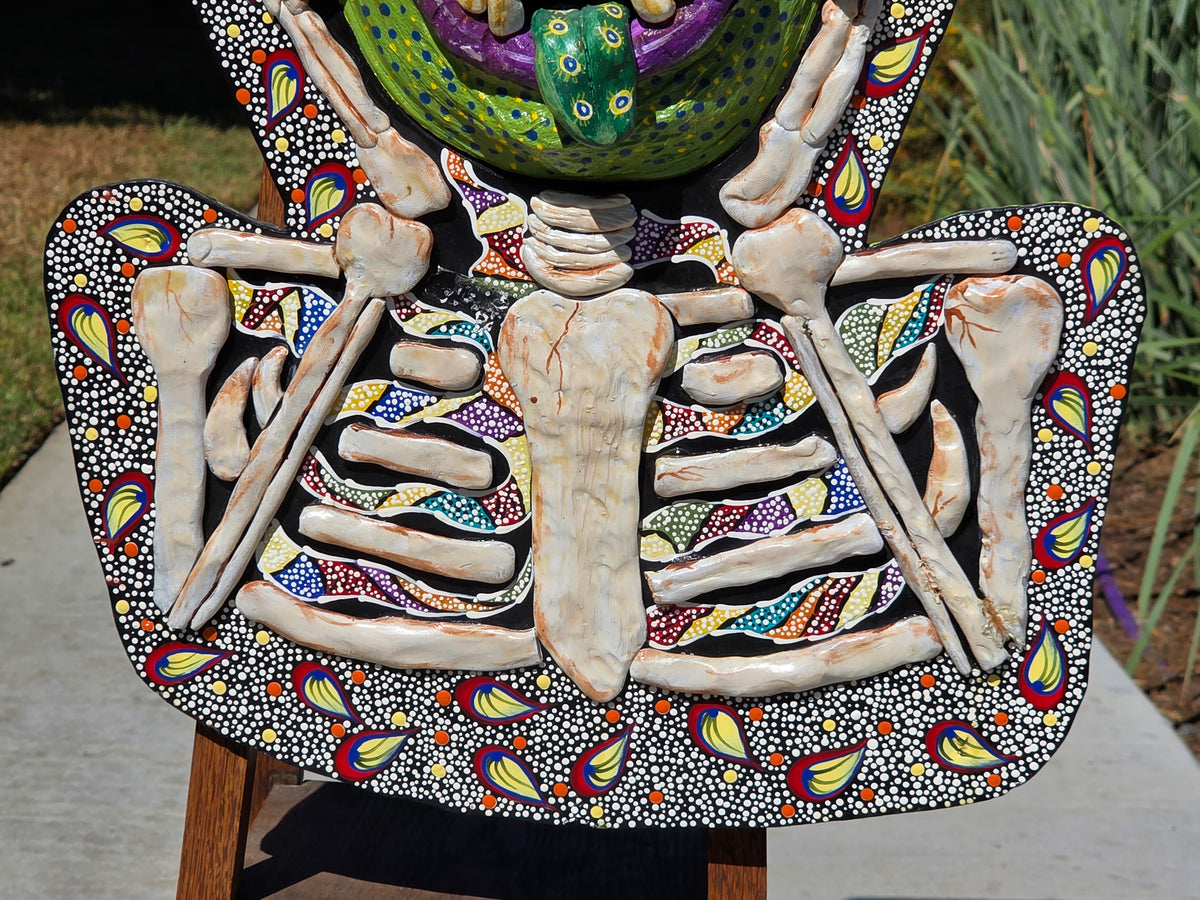 Chicano Mexican Folk Art Mask Wood Sculpture 2007 Reyes Reyes Dee Marcellus Cole