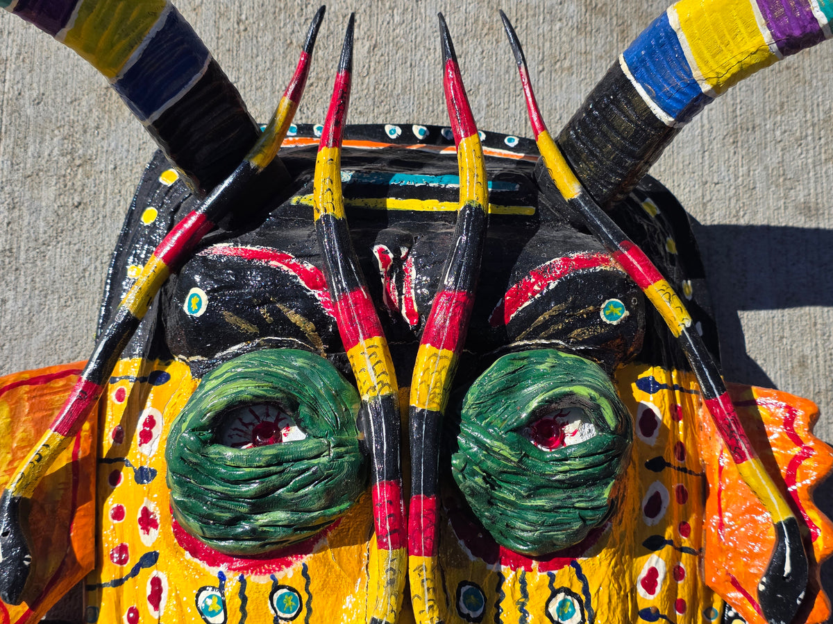 Chicano Mexican Folk Art Mask Wood Sculpture 2007 Reyes Reyes Dee Marcellus Cole