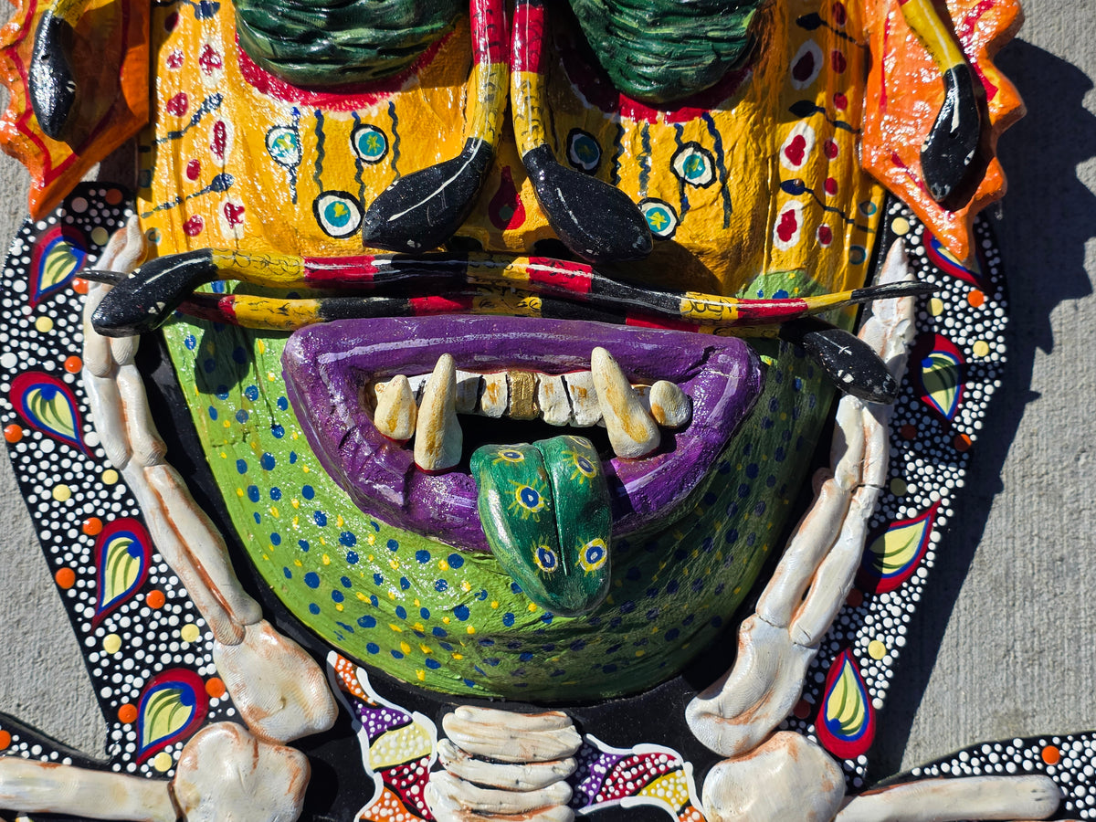 Chicano Mexican Folk Art Mask Wood Sculpture 2007 Reyes Reyes Dee Marcellus Cole