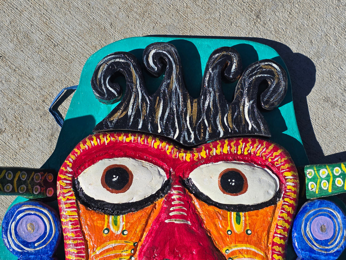 Chicano Mexican Folk Art Mask Wood Sculpture 2007 Reyes Reyes Dee Marcellus Cole