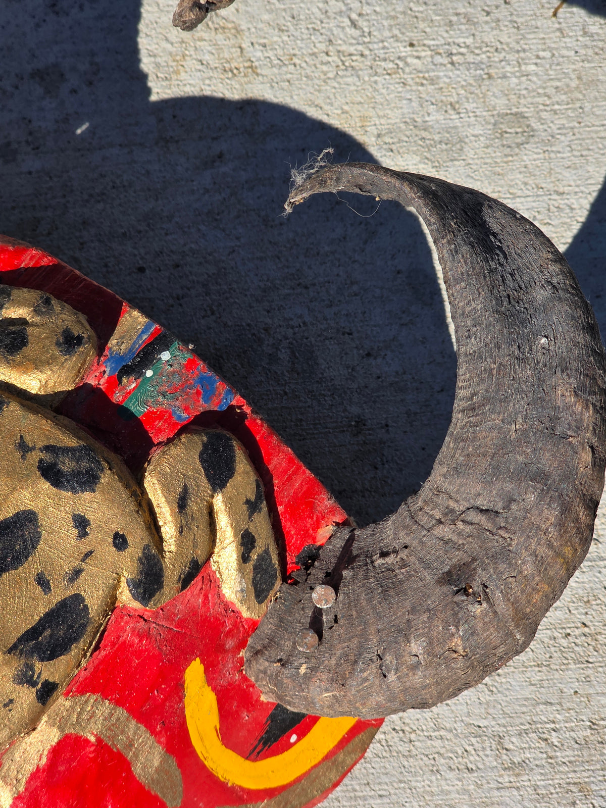 Vintage Guatemalan Diablo Devil Mask Set Real Horns Wood Folk Art Frog Lizard