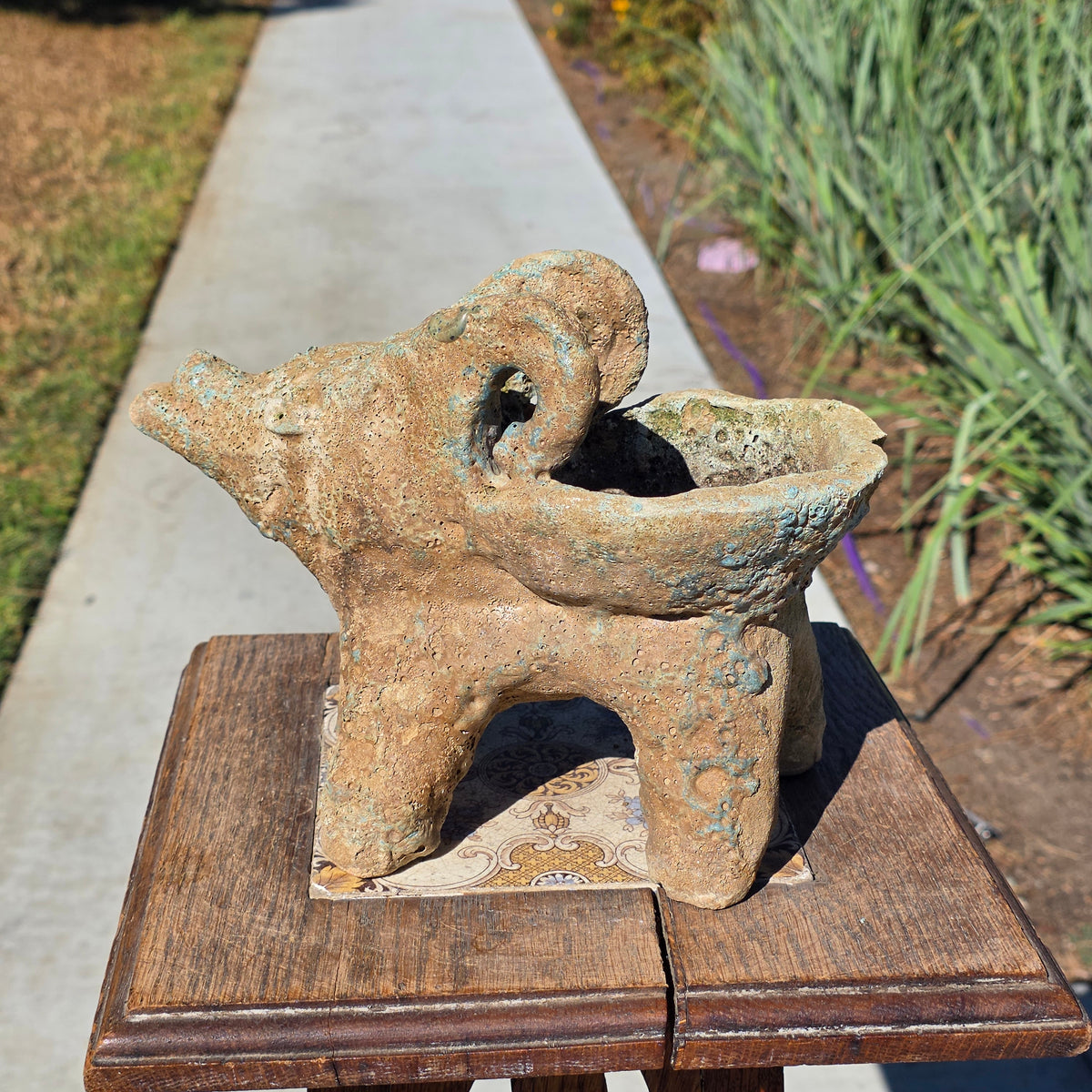 Vintage Mexican Folk Art Terracotta Ram Planter Dee Marcellus Cole Estate 7"