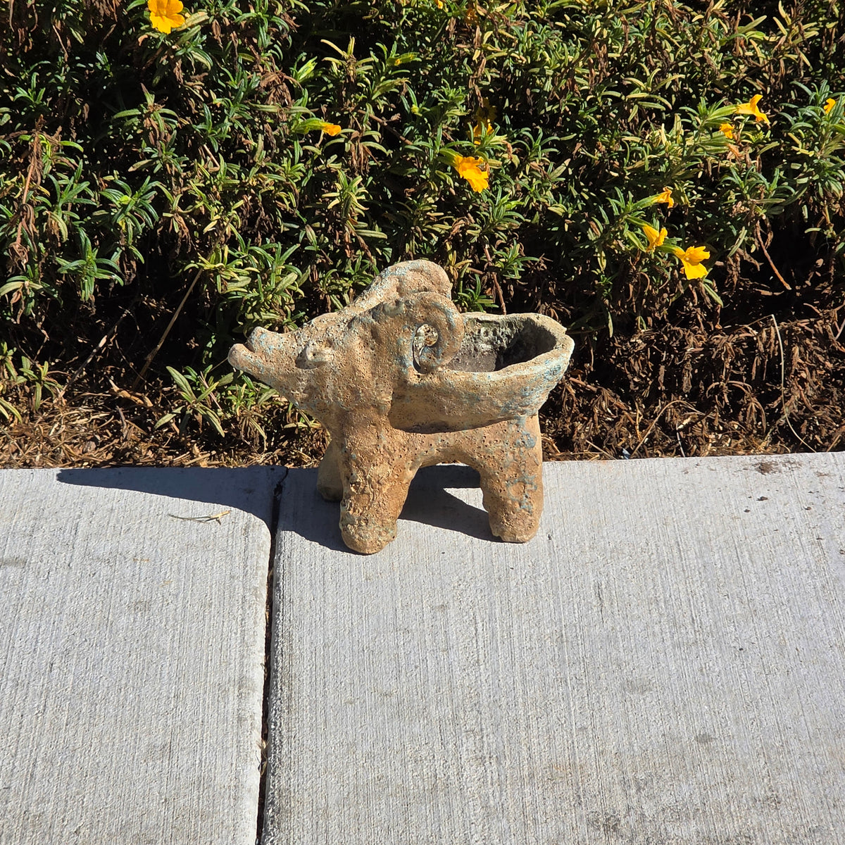 Vintage Mexican Folk Art Terracotta Ram Planter Dee Marcellus Cole Estate 7"