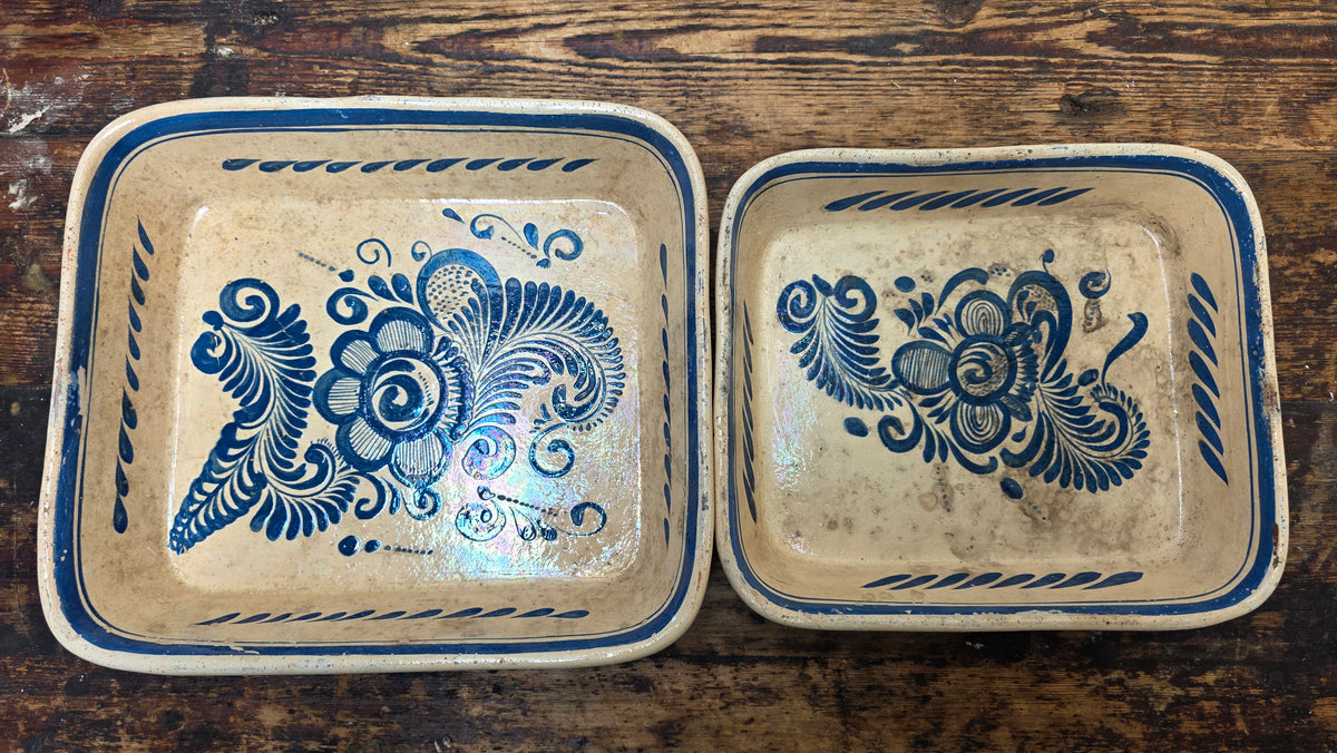 Tonala Mexican Pottery Nesting Casserole Dishes Set of 4 Tlaquepaque 1930s Vtg