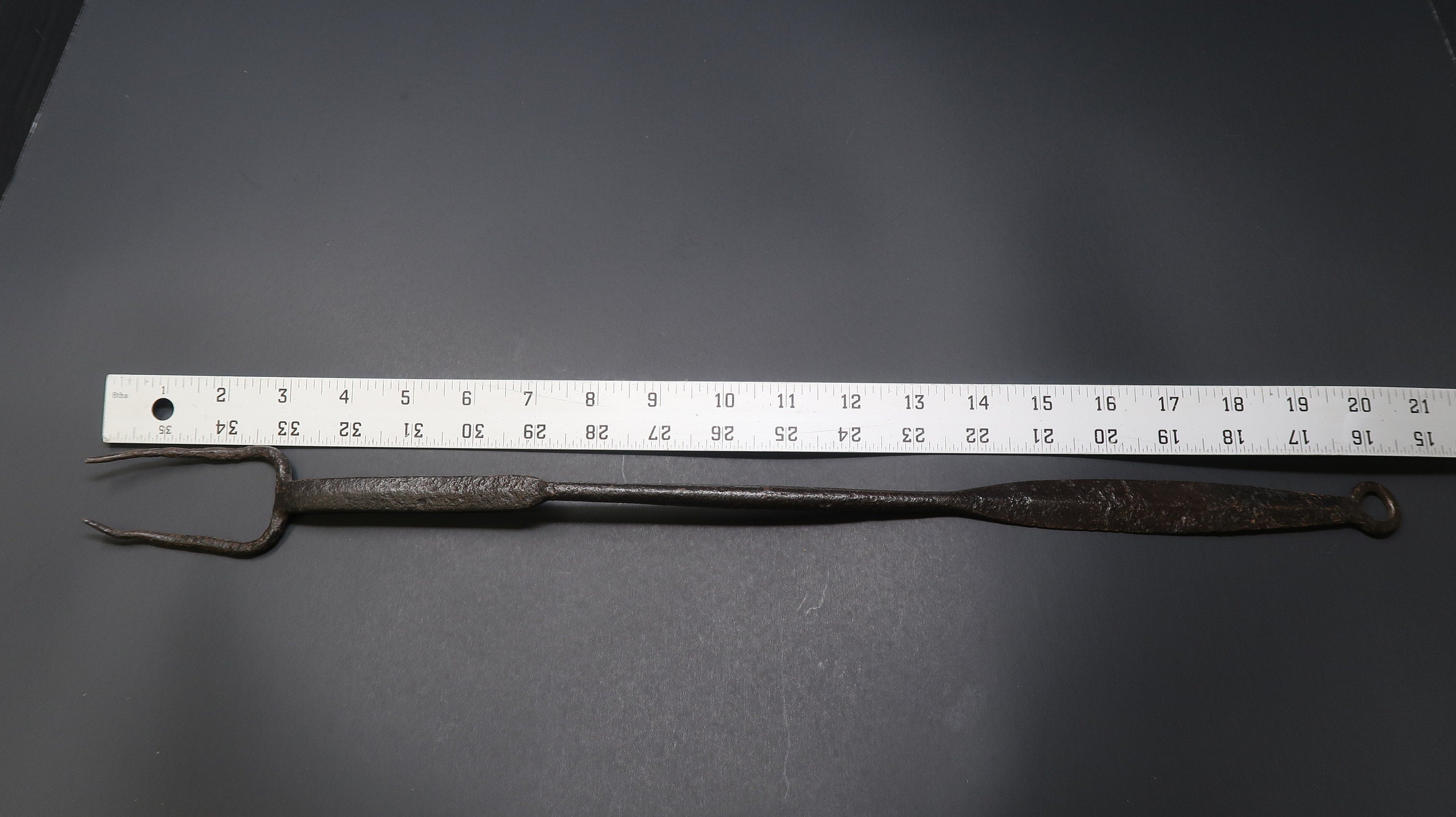 Antique Blacksmith American Forged Iron Hearth Utensil Fork L 20.5"