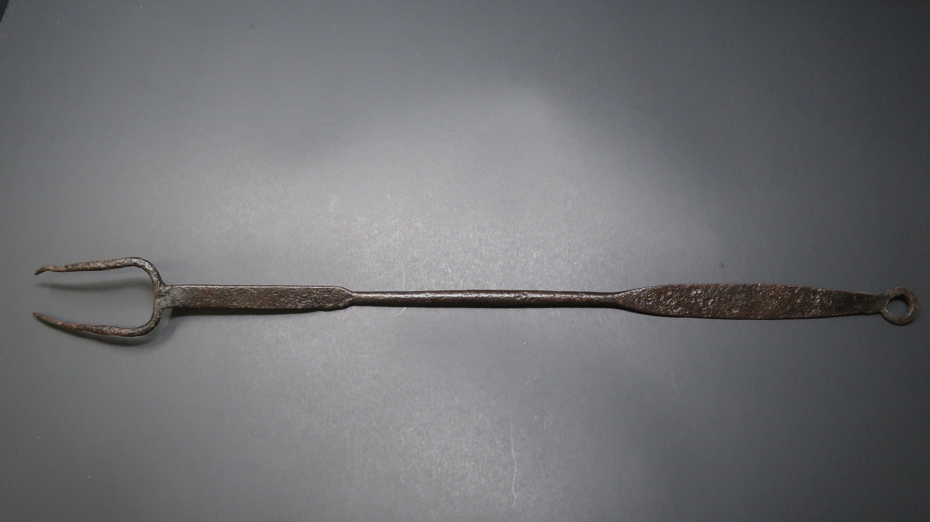 Antique Blacksmith American Forged Iron Hearth Utensil Fork L 20.5"