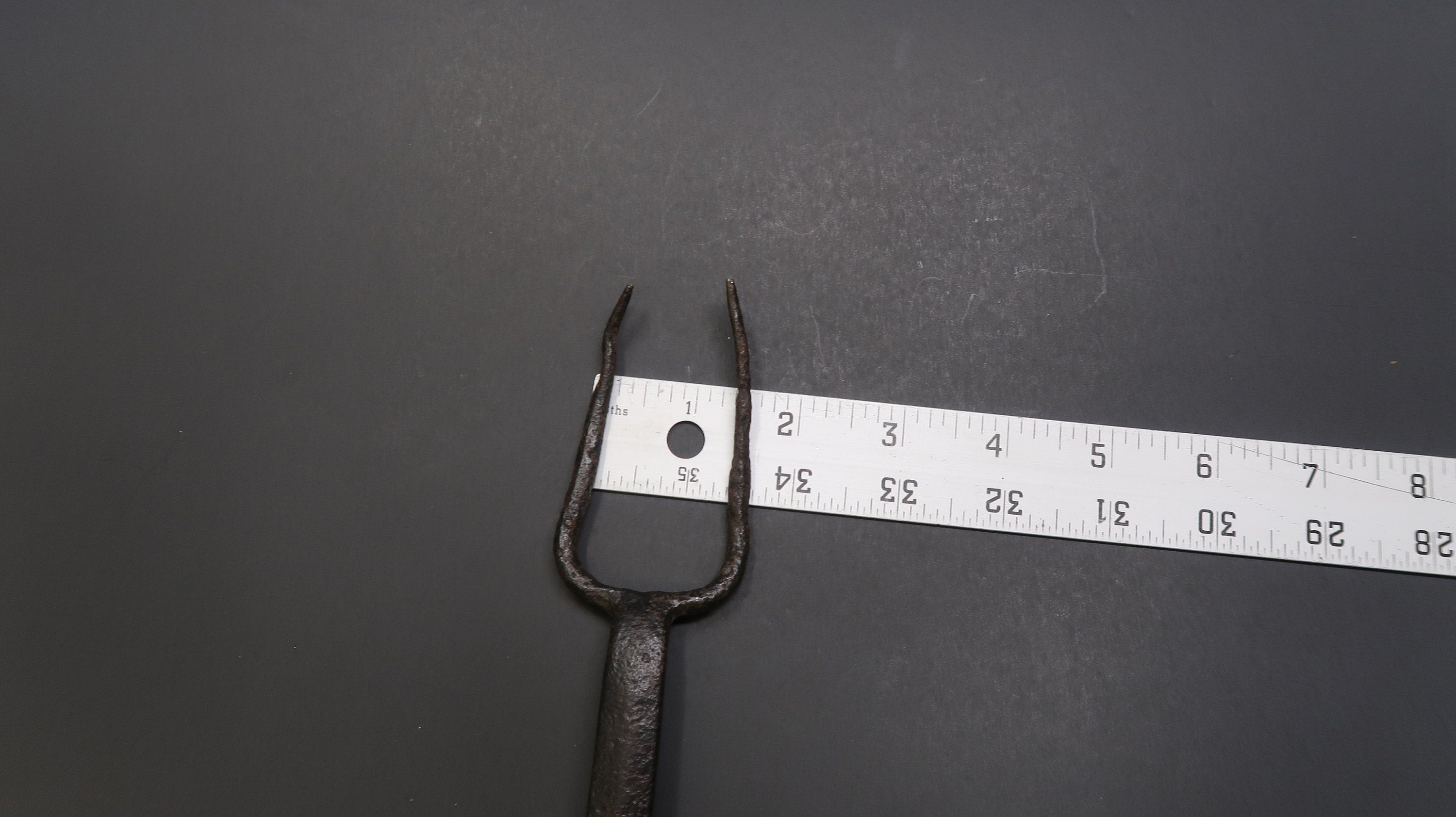 Antique Blacksmith American Forged Iron Hearth Utensil Fork L 20.5"