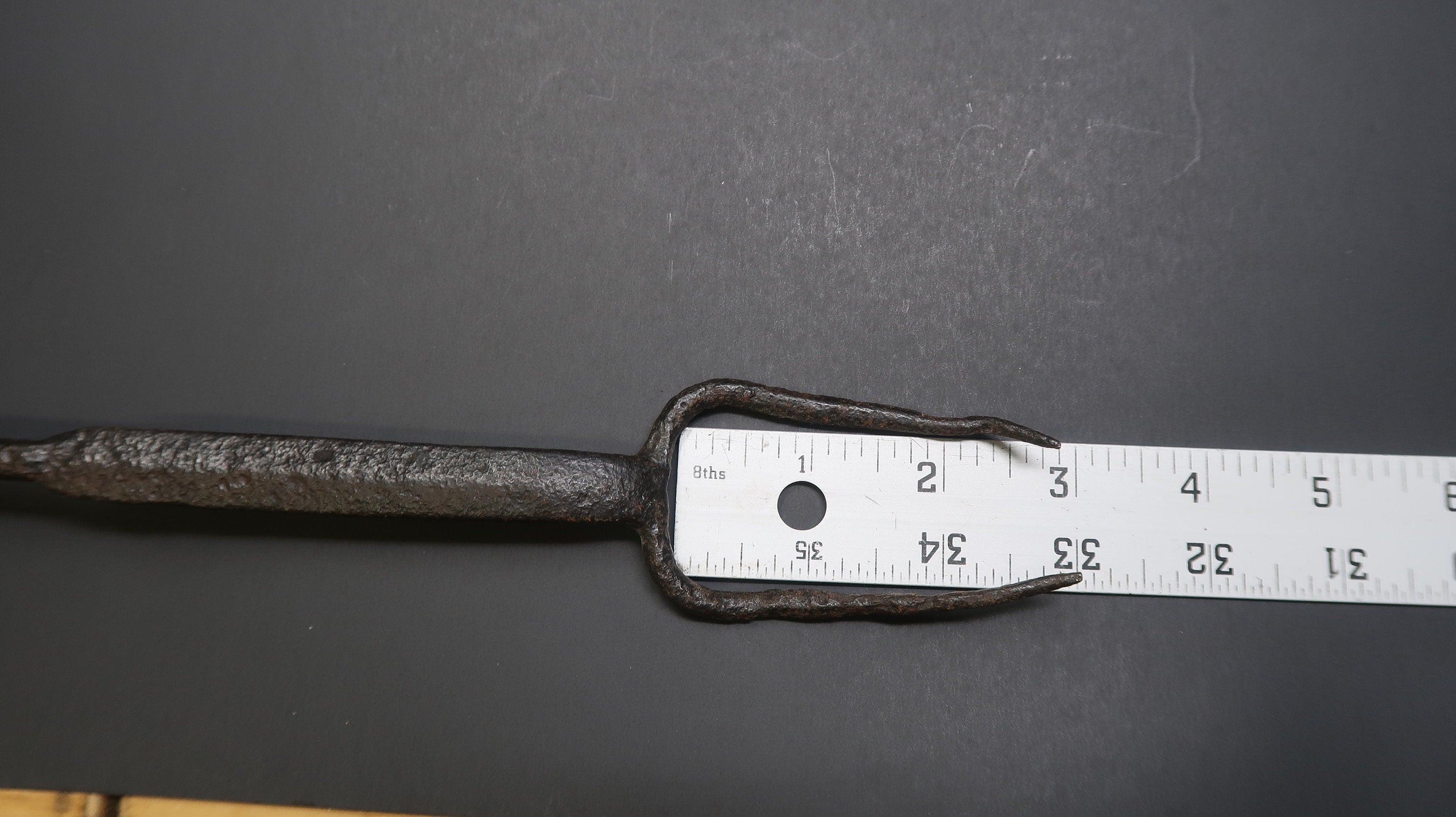 Antique Blacksmith American Forged Iron Hearth Utensil Fork L 20.5"