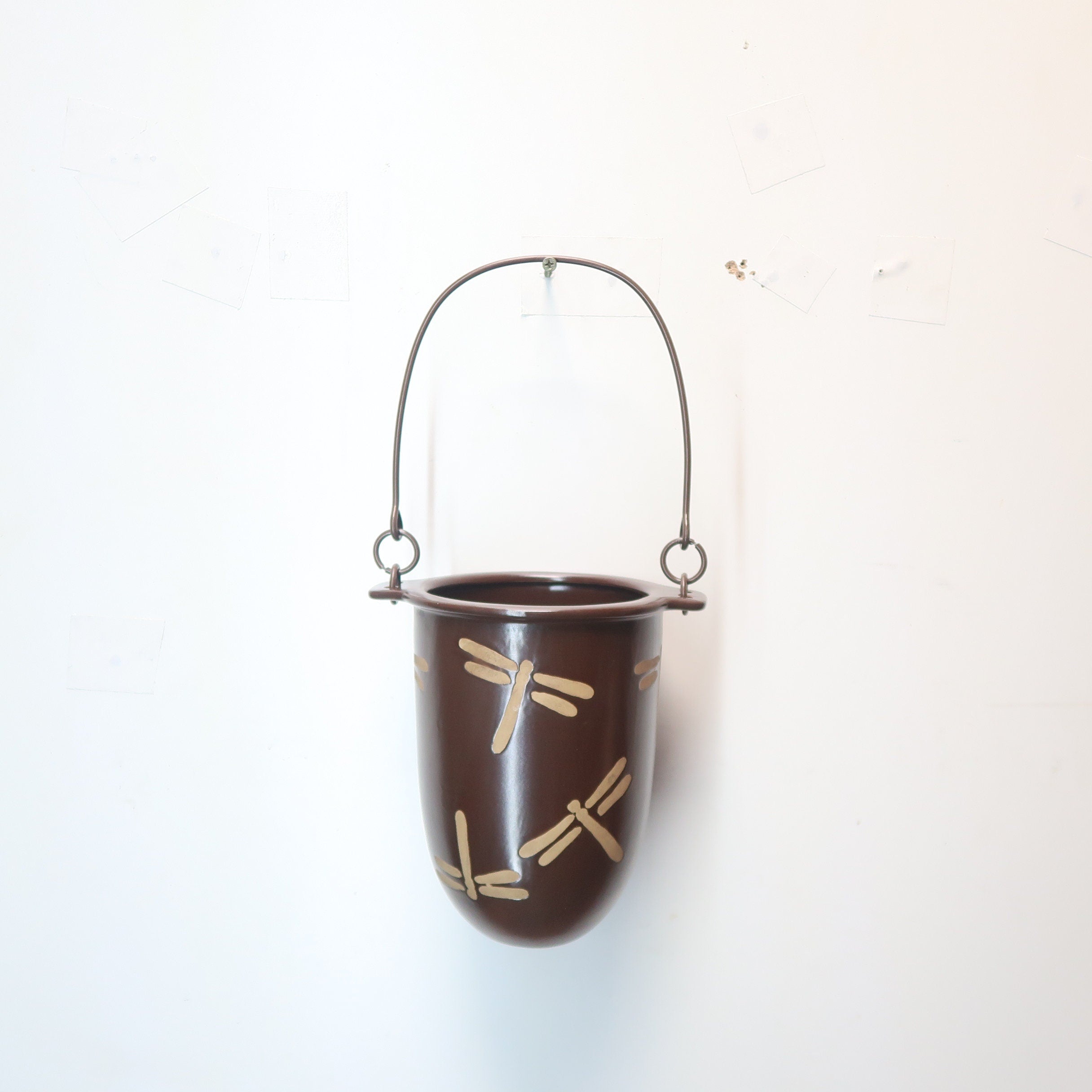 Ceramic Hanging Planter Plant Flower Pot Dragonfly Hand Made 6" x H 7.5" (U.S Free Shipping)