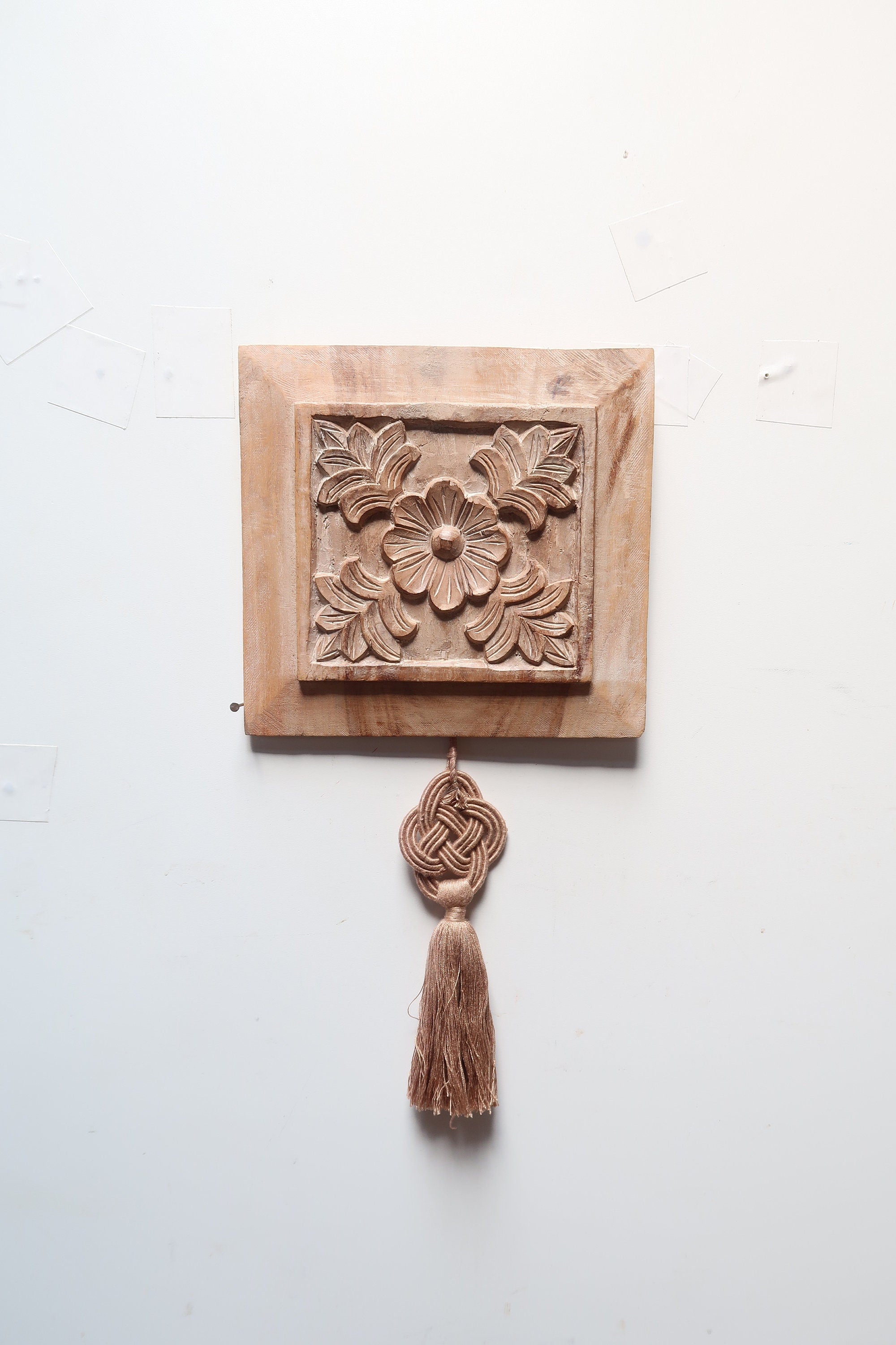 Rober Grace Hollister CA Hand Carved Wood Wall Art 9" x 9.5" (A)