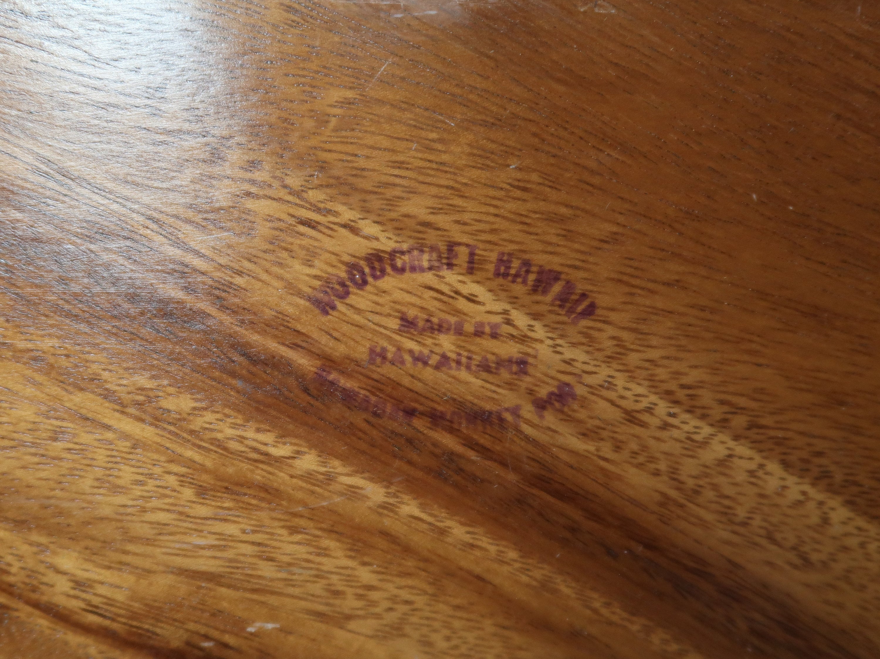 Vintage Woodcraft Hawaii Made By Hawaiians Monkey Pod Wood Bowl 12.5" x 7" x H 2.25"