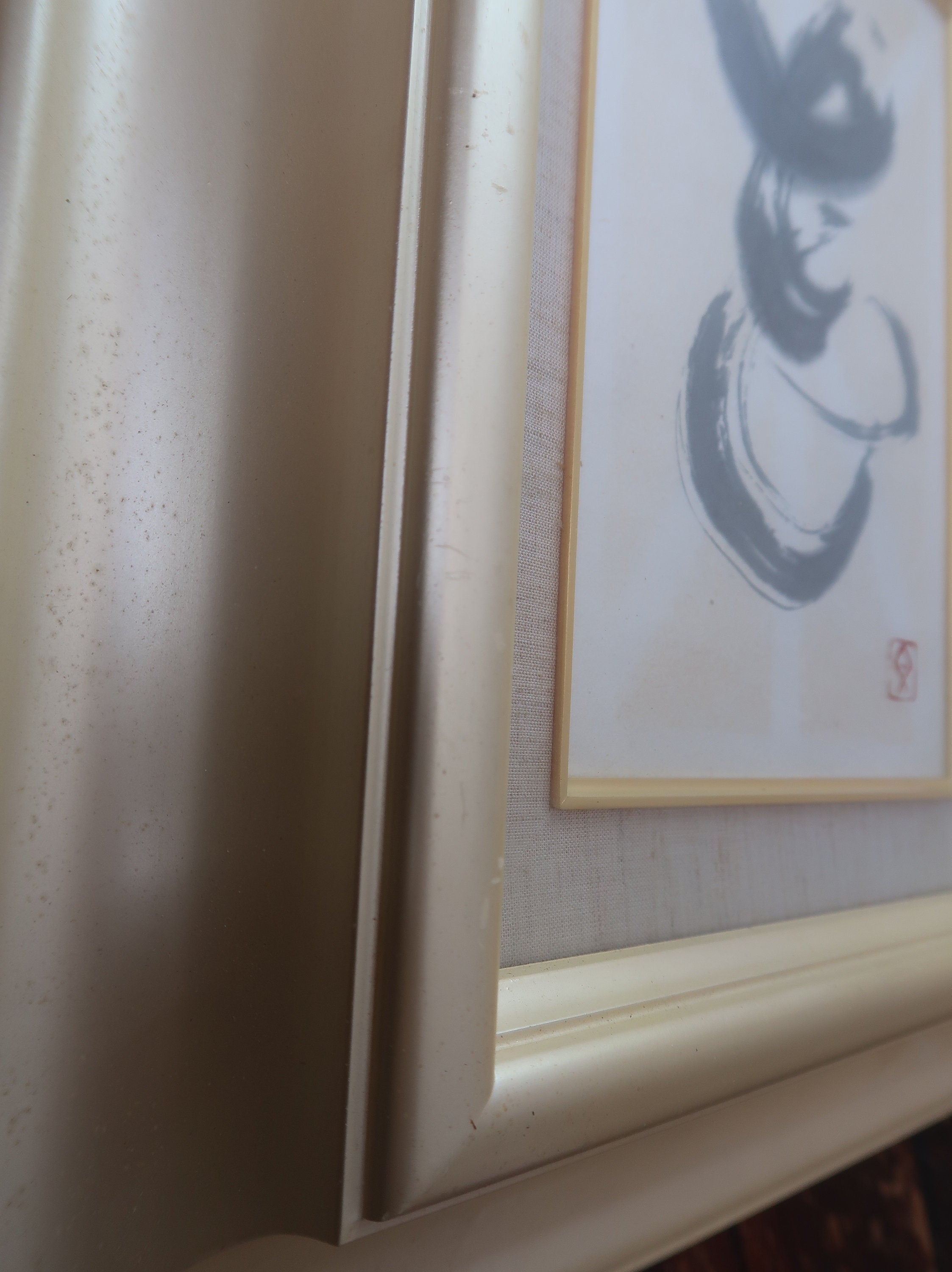 Japanese Hanging Framed "KANJI" Hand Painted Calligraphy 寿 Kotobuki