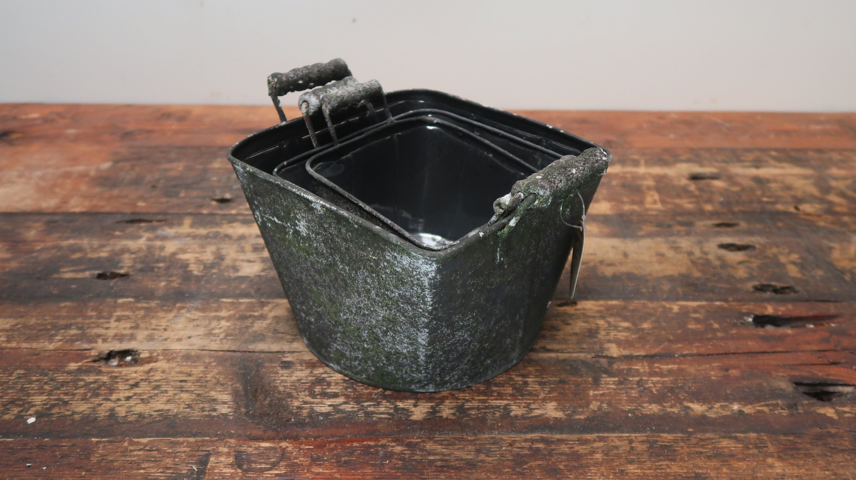 Rustic Metal Planters Set of 3 Nested Rustic Weathered Planter With Handles (U.S. Free Shipping)